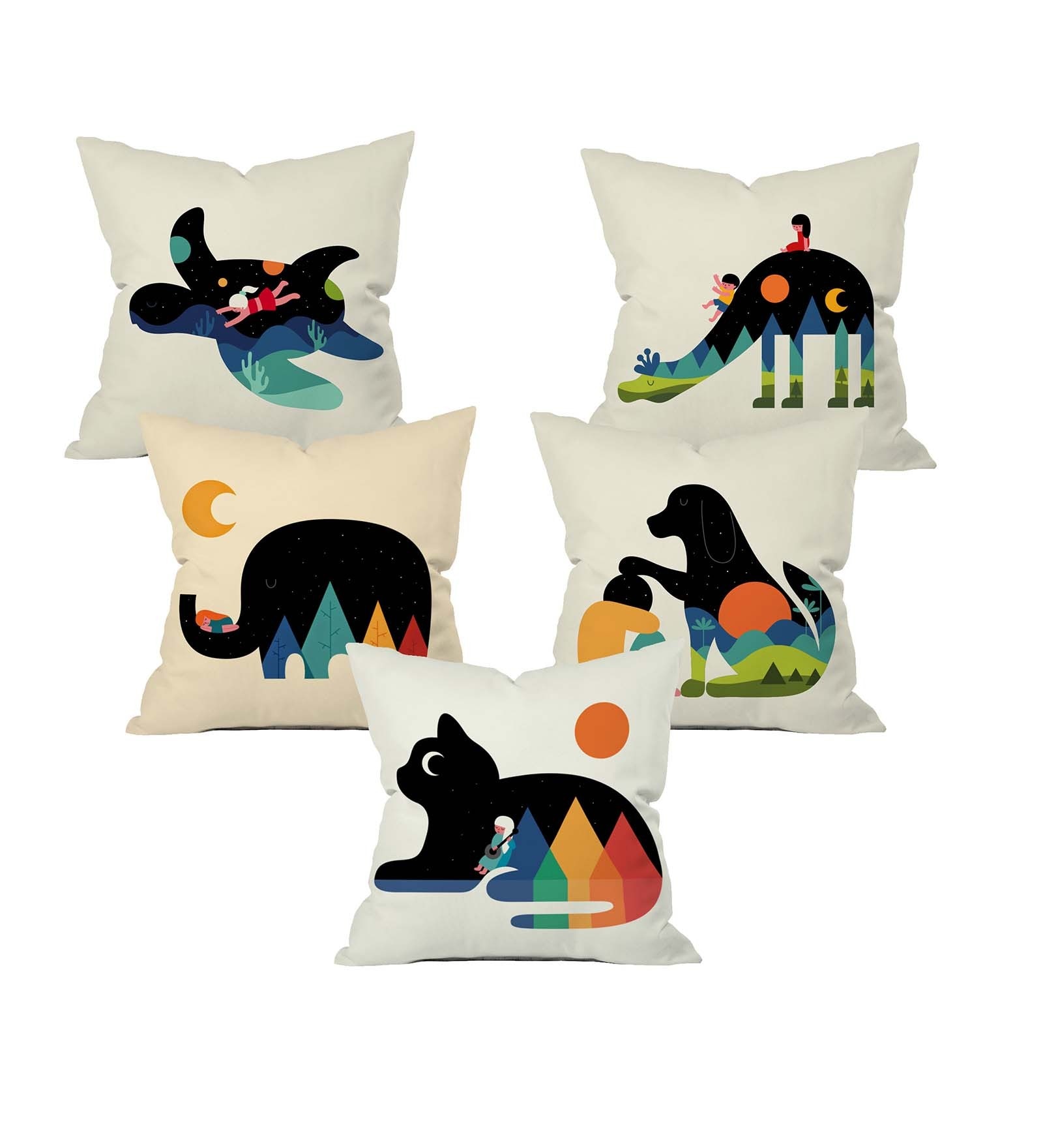 Animal Love Cushion Cover Set of 5
