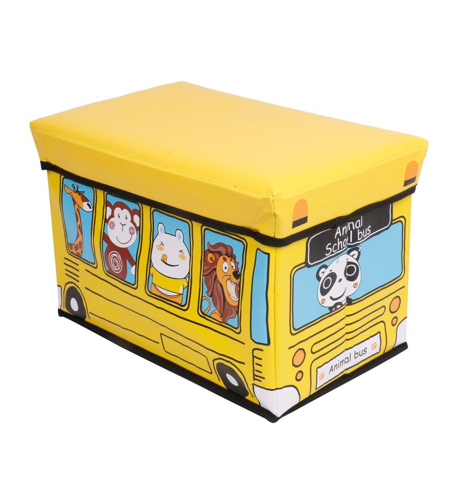 Buy Animal School Bus Leatherette Classic Storage Box In Yellow Colour ...