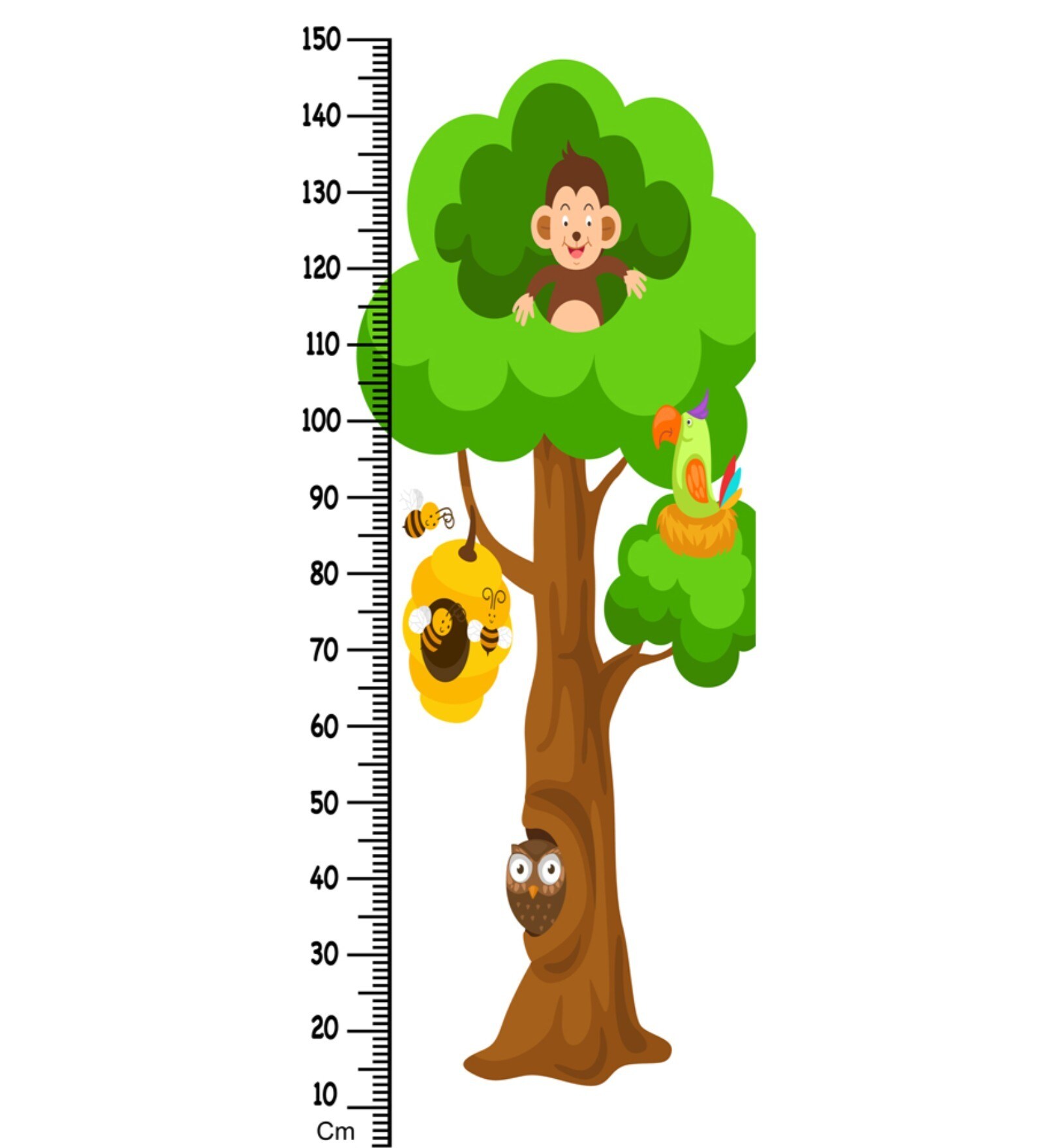 Animal Tree in Multicolour Height Chart