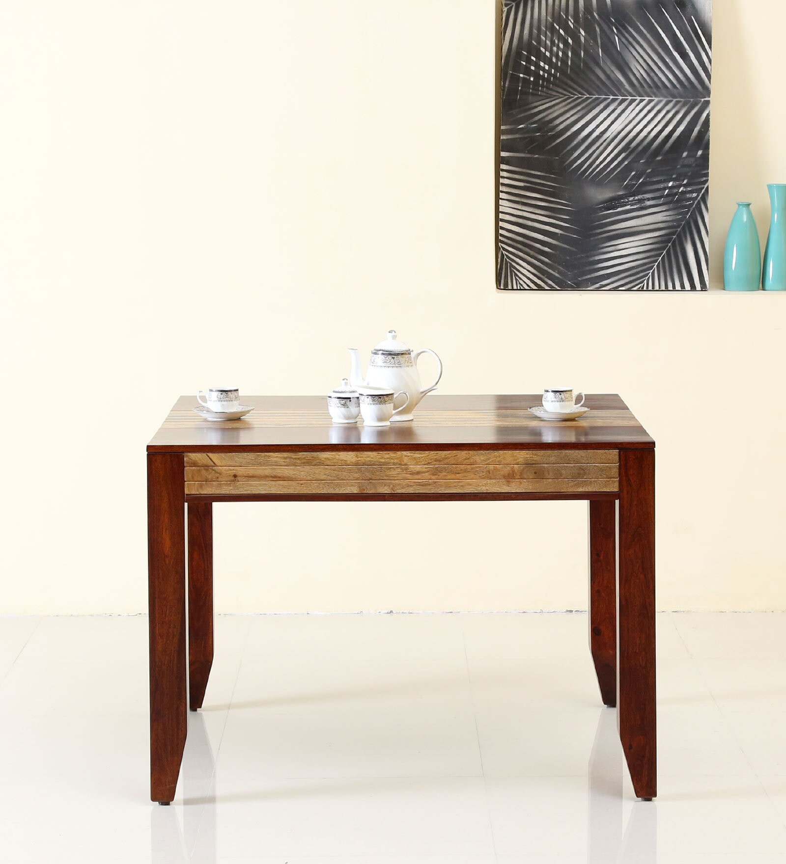 Buy Anitz Solid Wood Four Seater Dining Table in Dual Tone(Honey Oak ...