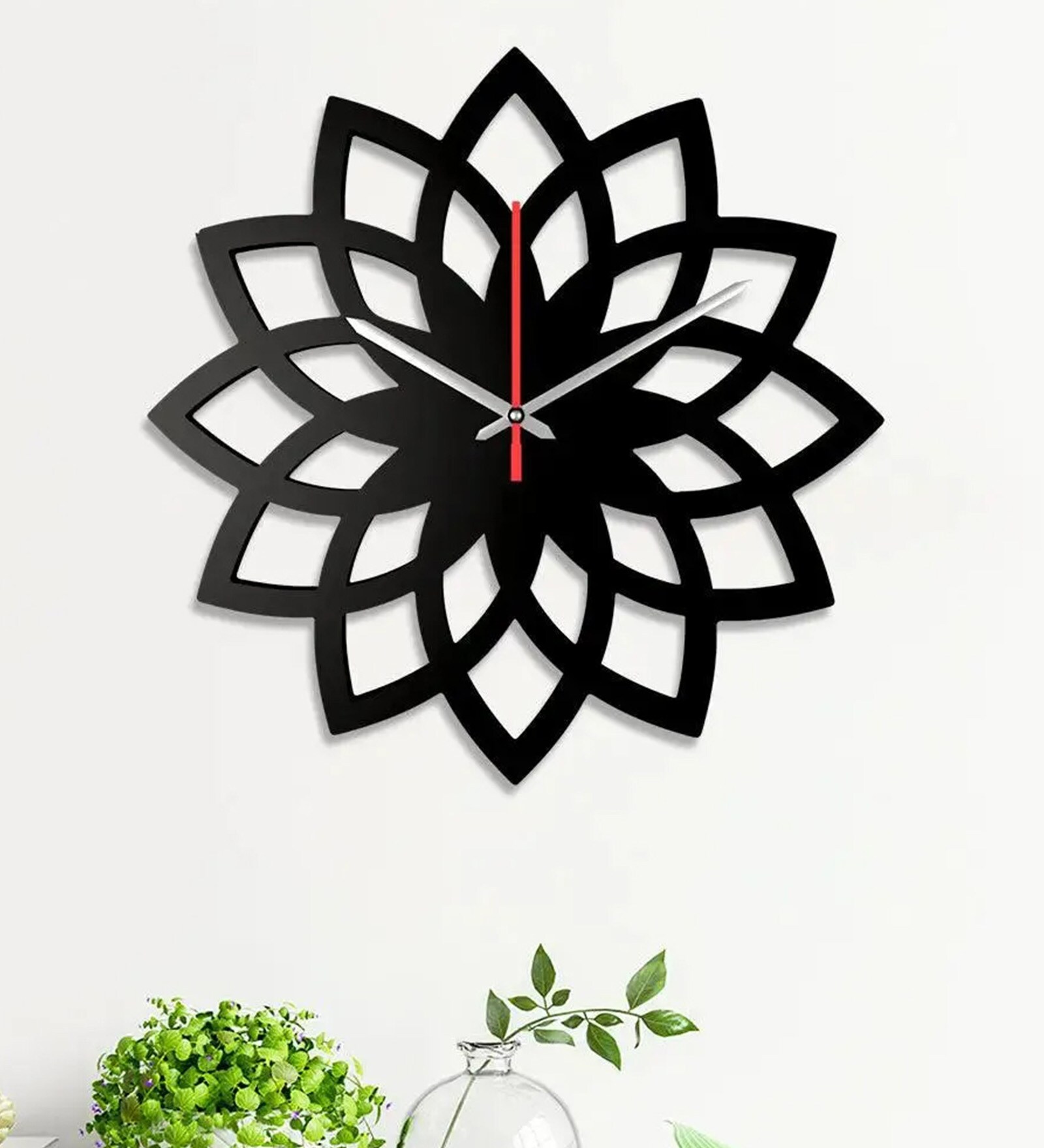 Anna Engineered Wood Black Wall Clock