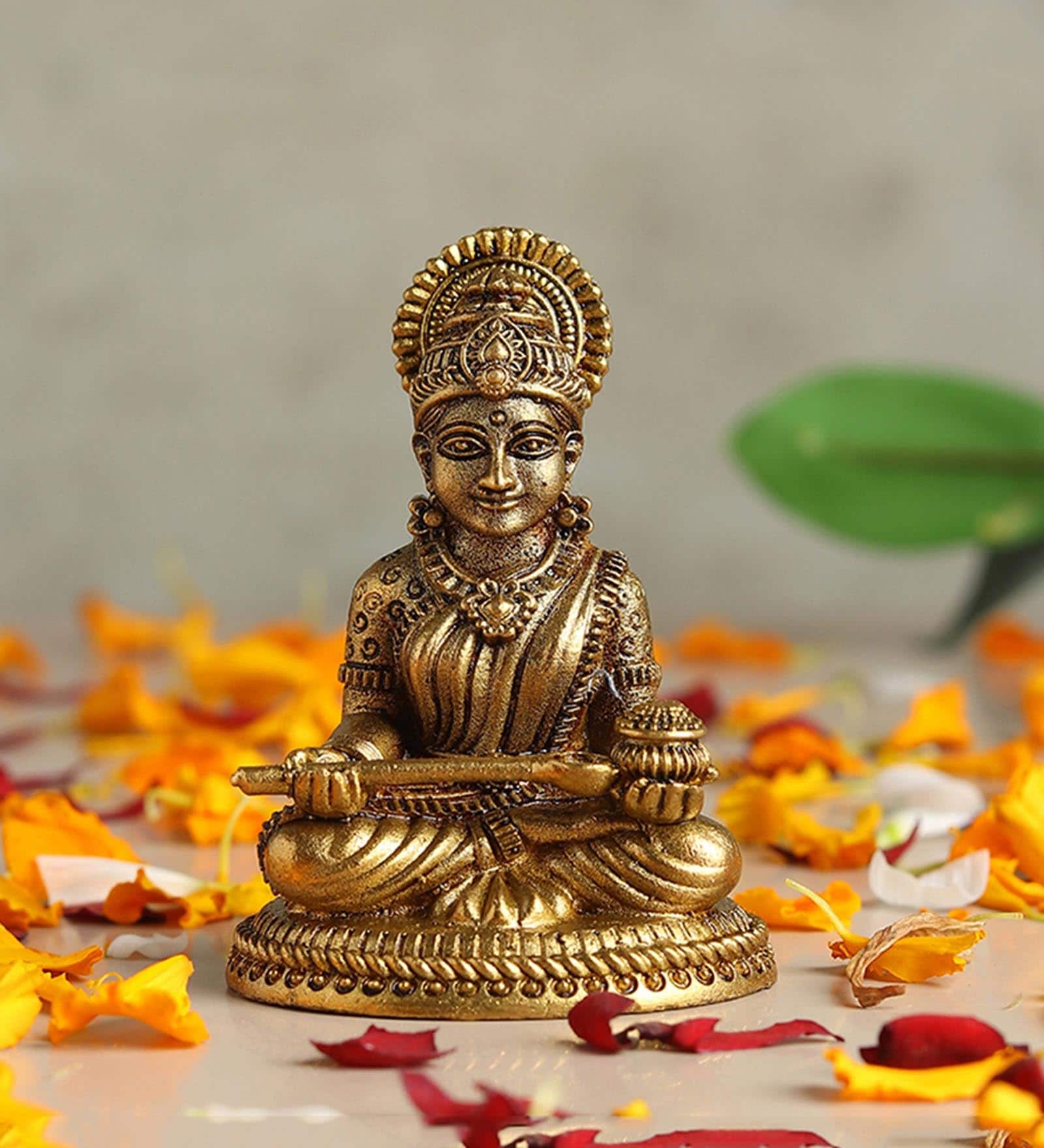 Golden Annapurna Devi Brass Figurine