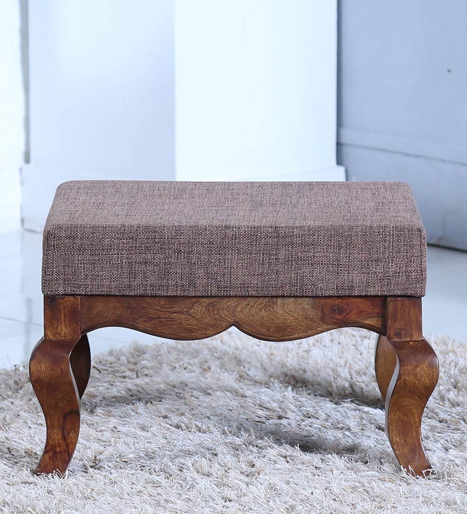 Anne Fabric Foot Stool in Light Brown Colour