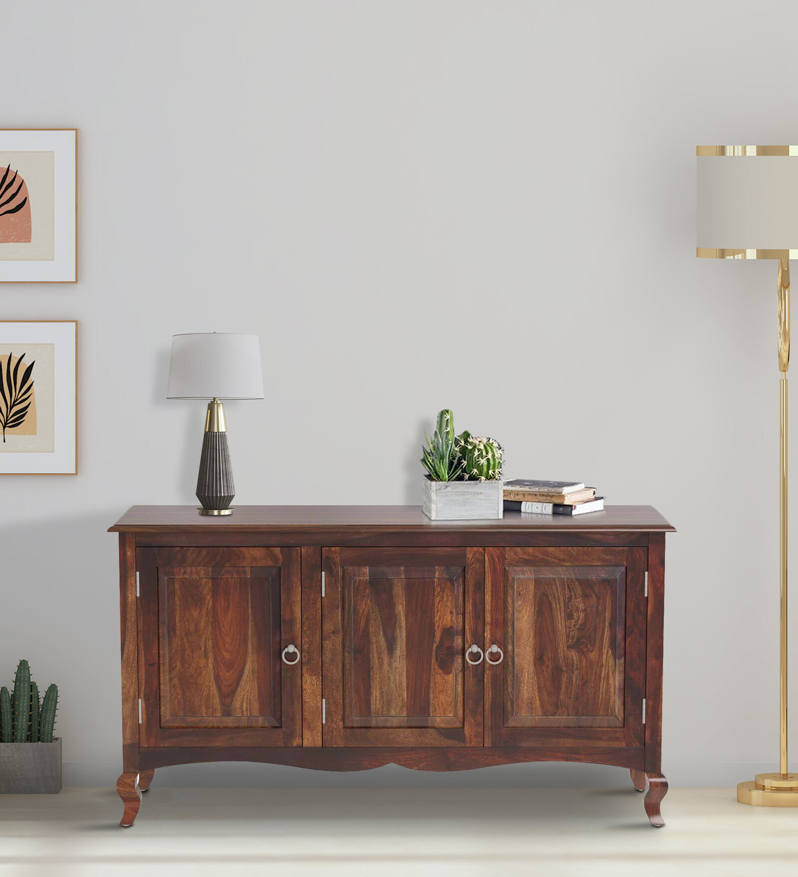 Anne Sheesham Wood Sideboard In Provincial Teak Finish