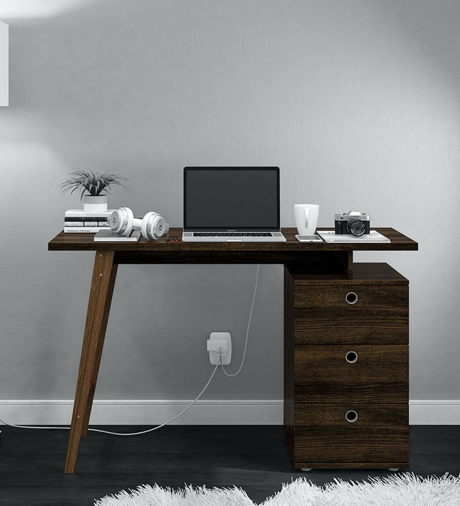 Anselmo Writing Desk In Brown Colour