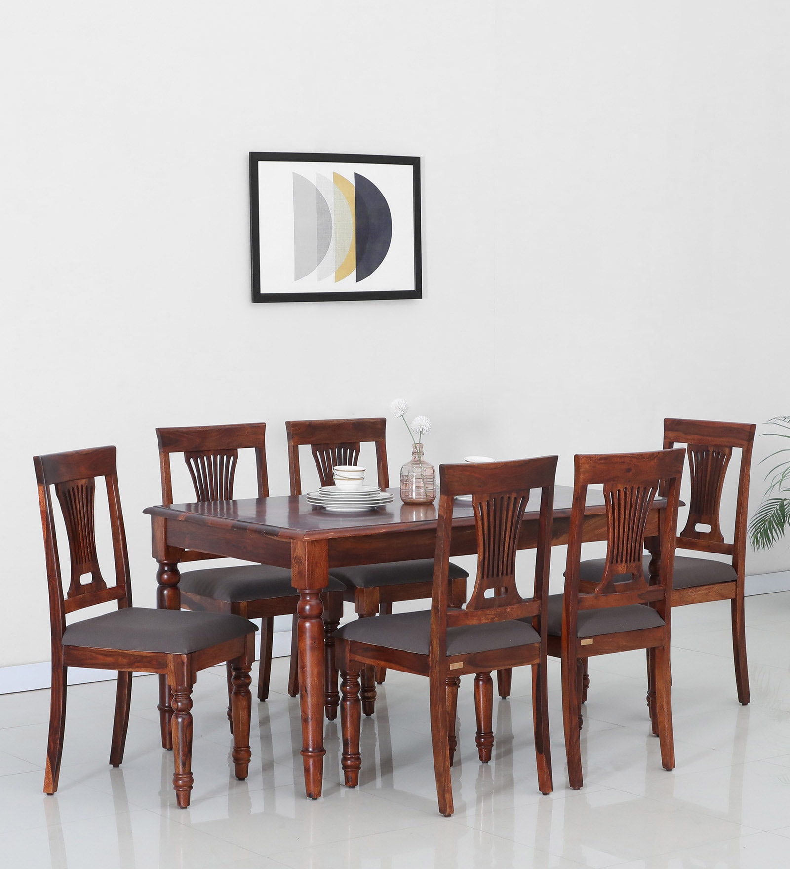 Buy Antara Sheesham Wood 6 Seater Dining Set in Scratch Resistant Honey ...