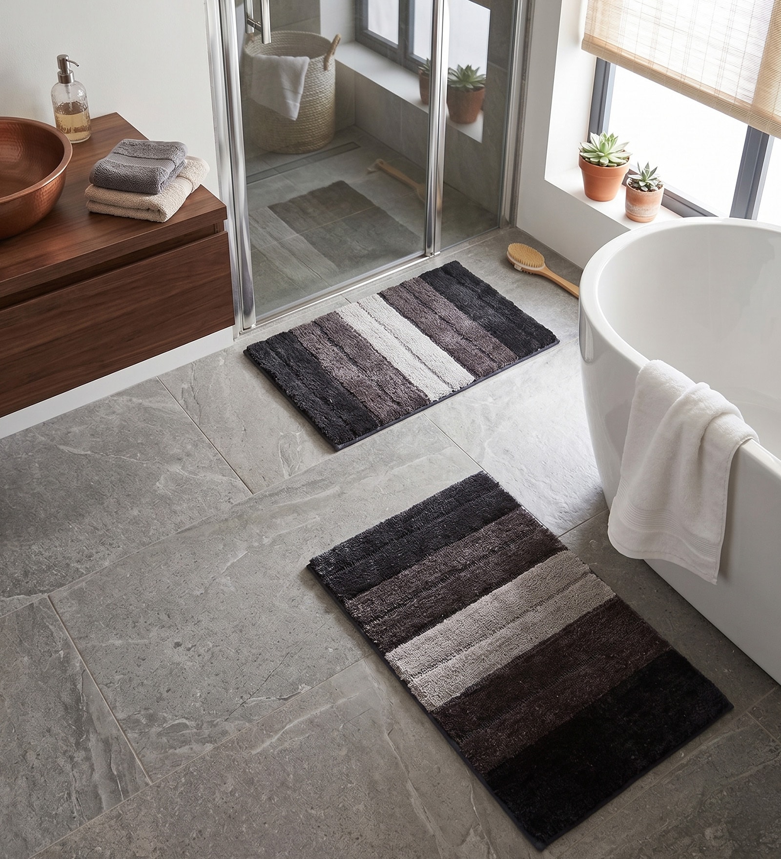 Anthra Microfiber 16x24 Inches Lightweight Bath Mat Set Of 2