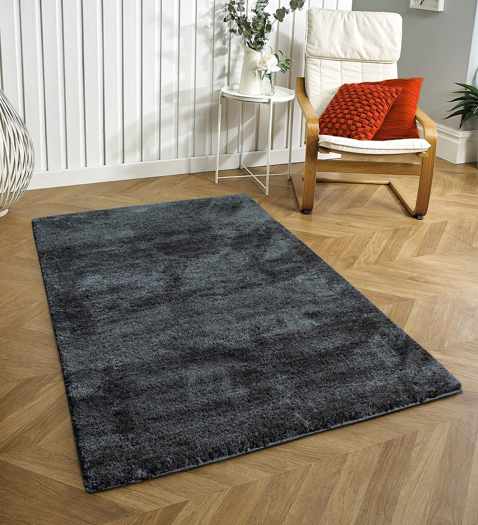 Anthra Solid Microfiber 6 X 7 Feet Tufted Carpet