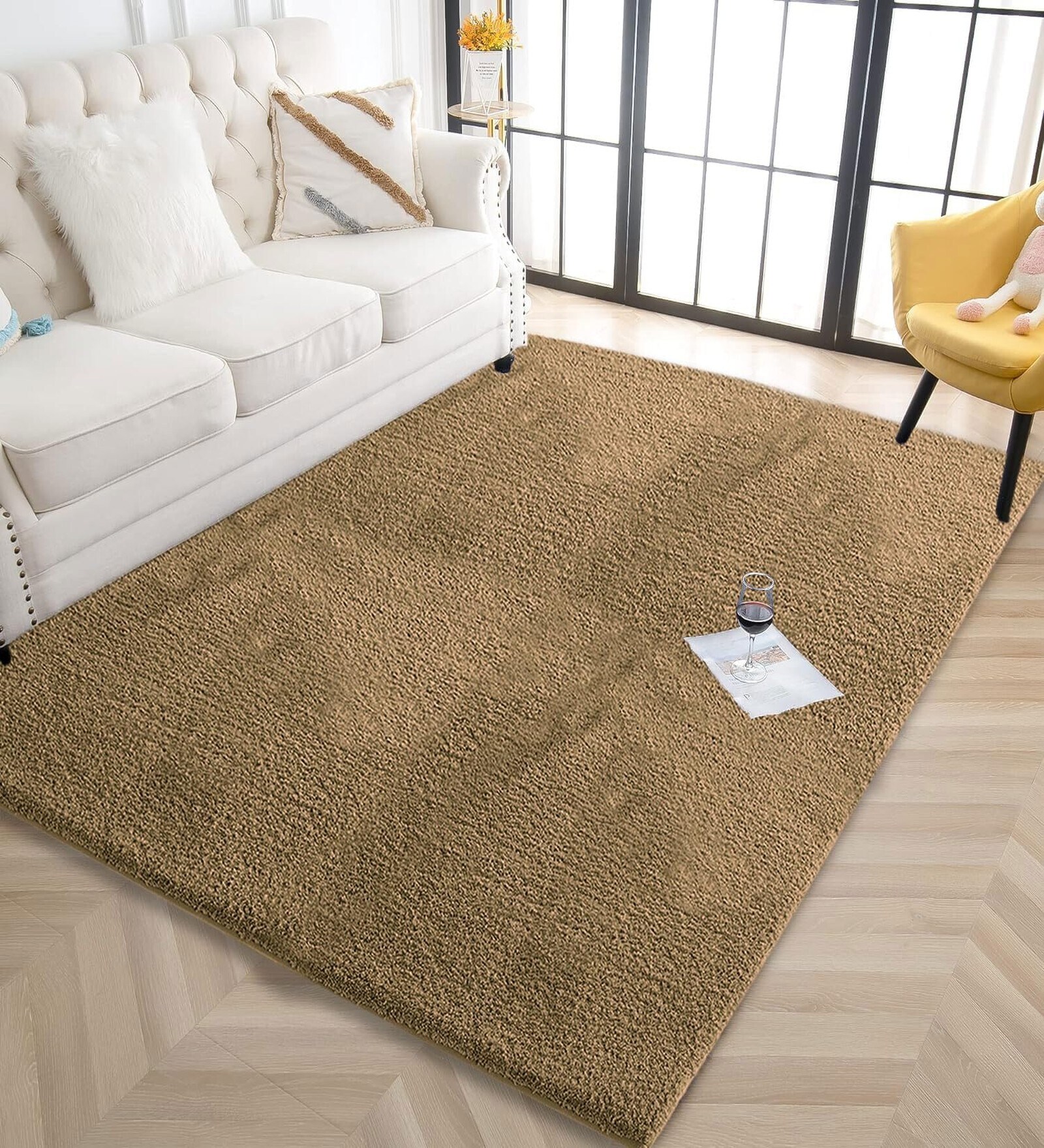 Anti Gold Solid Microfiber 3 X 5 Feet Tufted Carpet