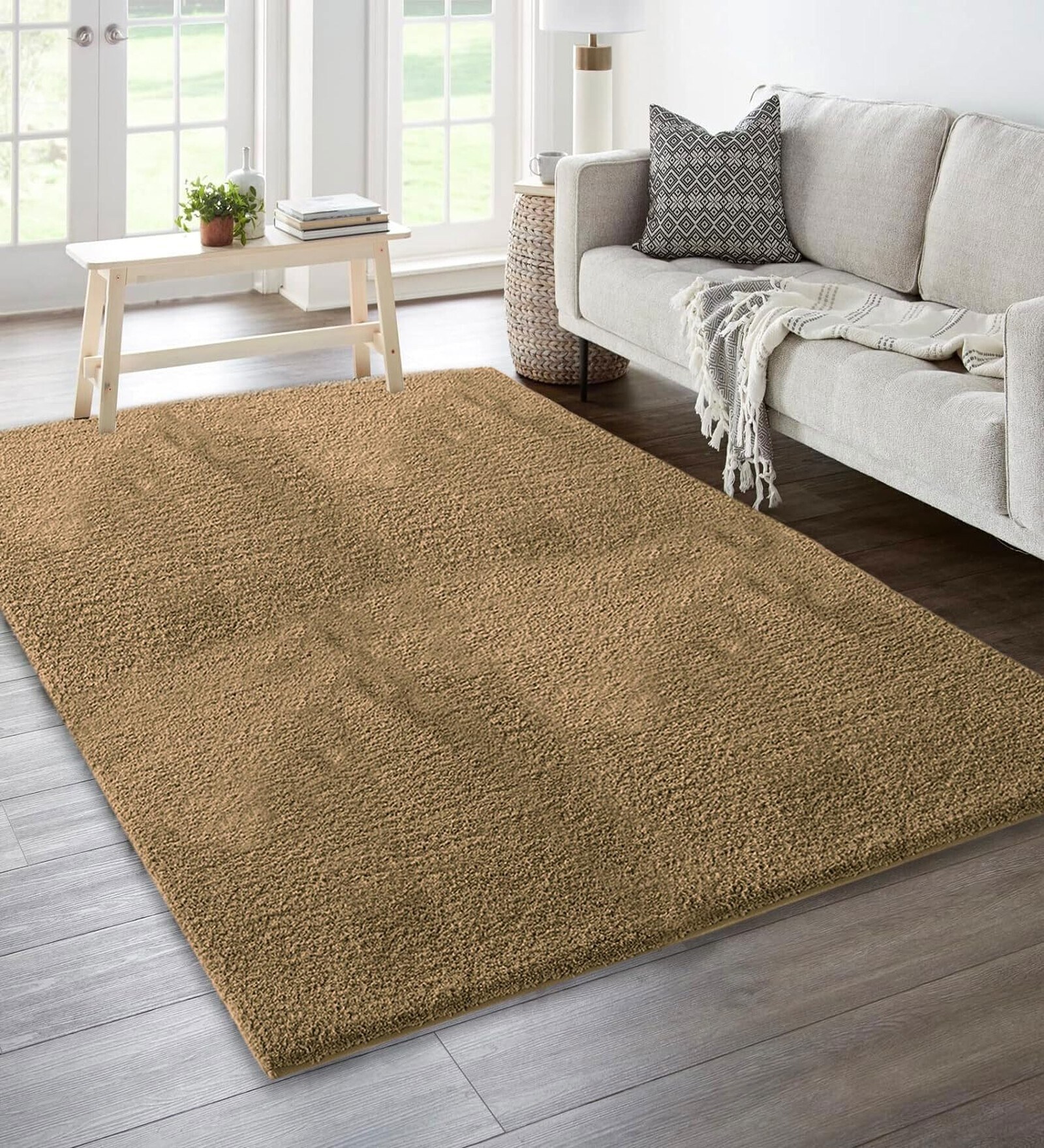 Anti Gold Solid Microfiber 4 X 6 Feet Tufted Carpet