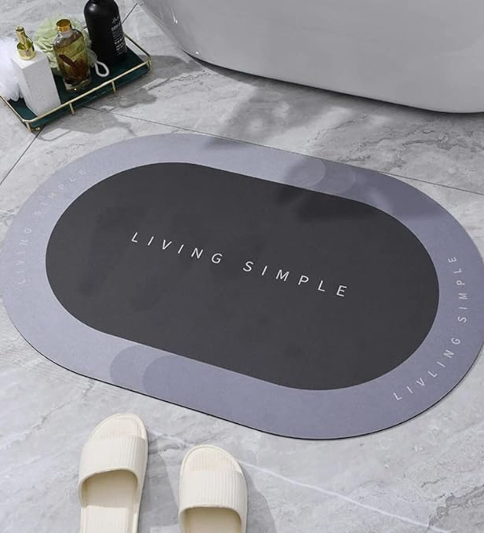 Grey Slogan 22x14 Inches Waterproof Bath Mat
