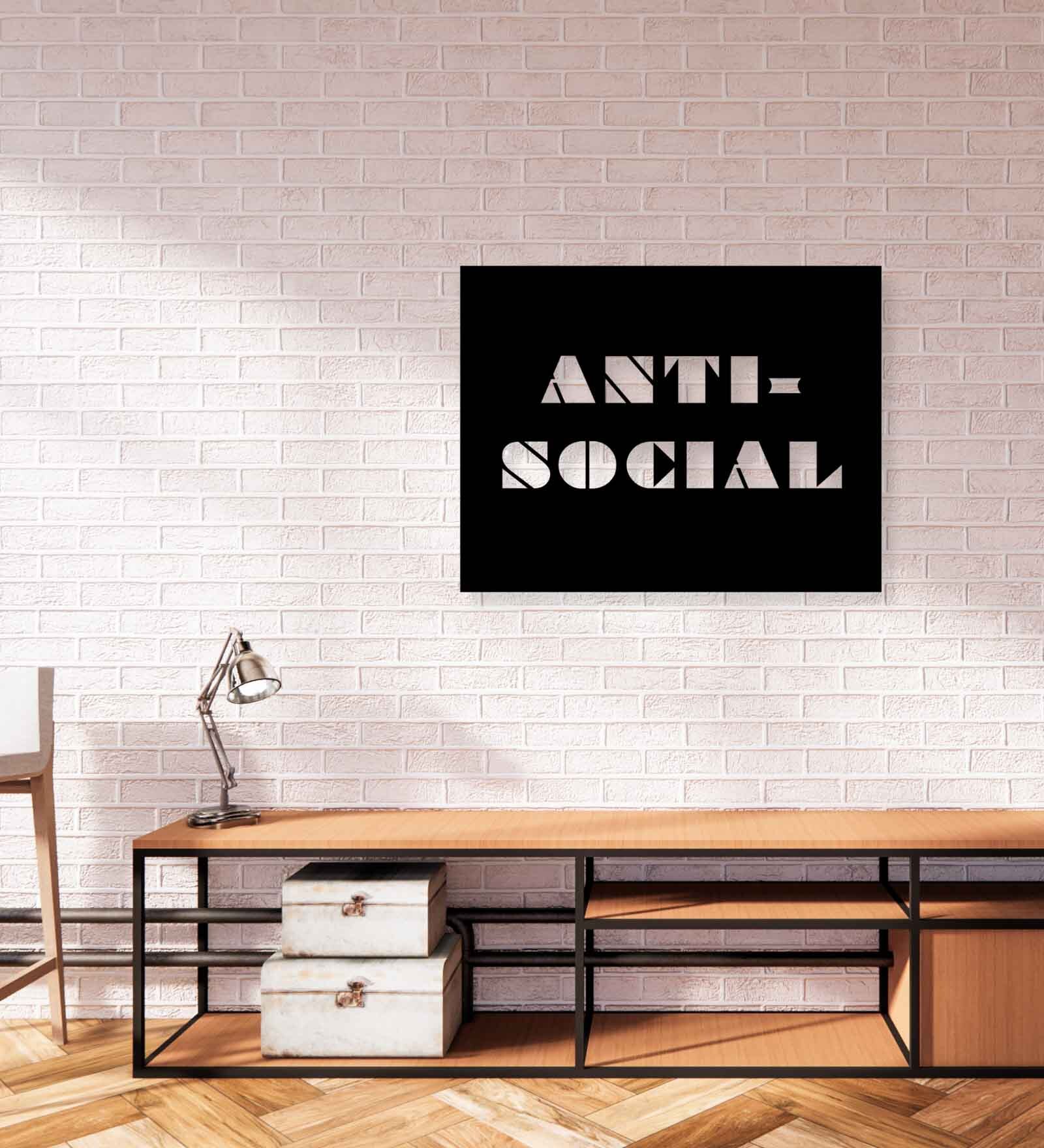Anti-Social Black Mild Steel Wall Art
