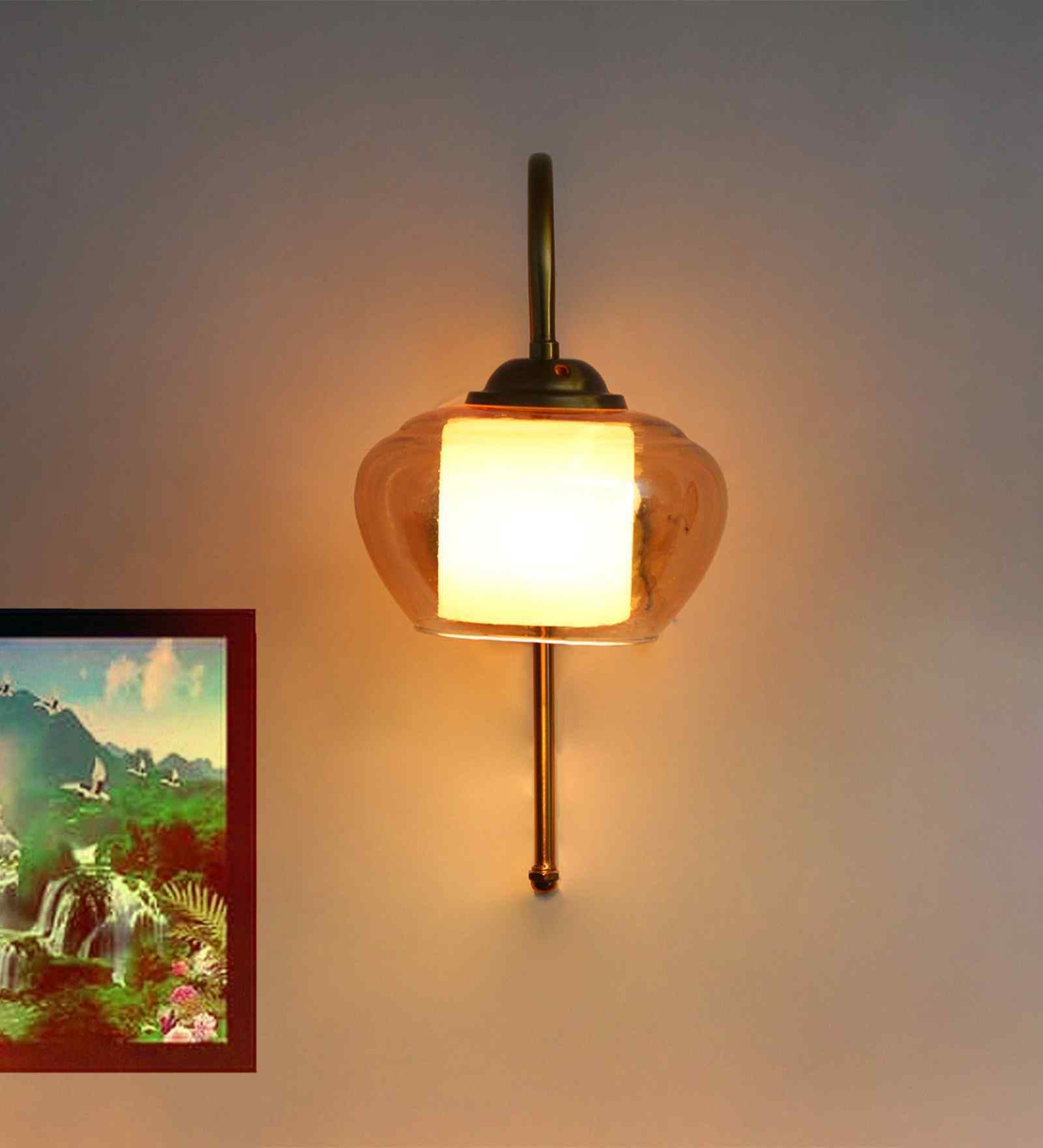Antique Amber Stylish Curved Wall Light
