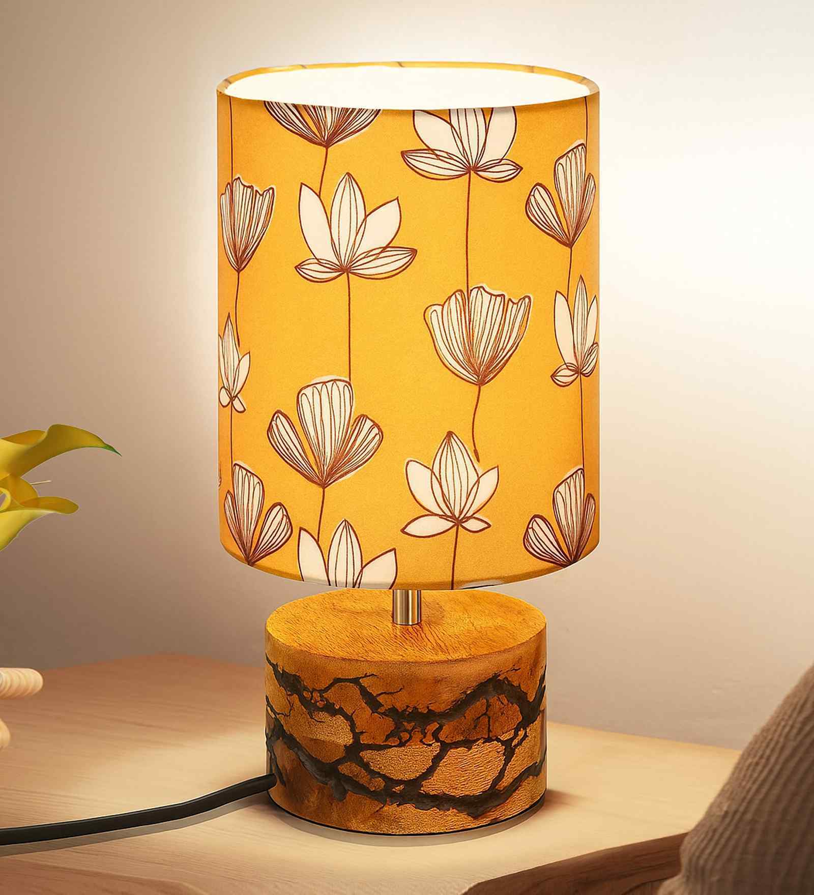 Floral Antique Base E27 Creative Bedside Lamps for Bedroom