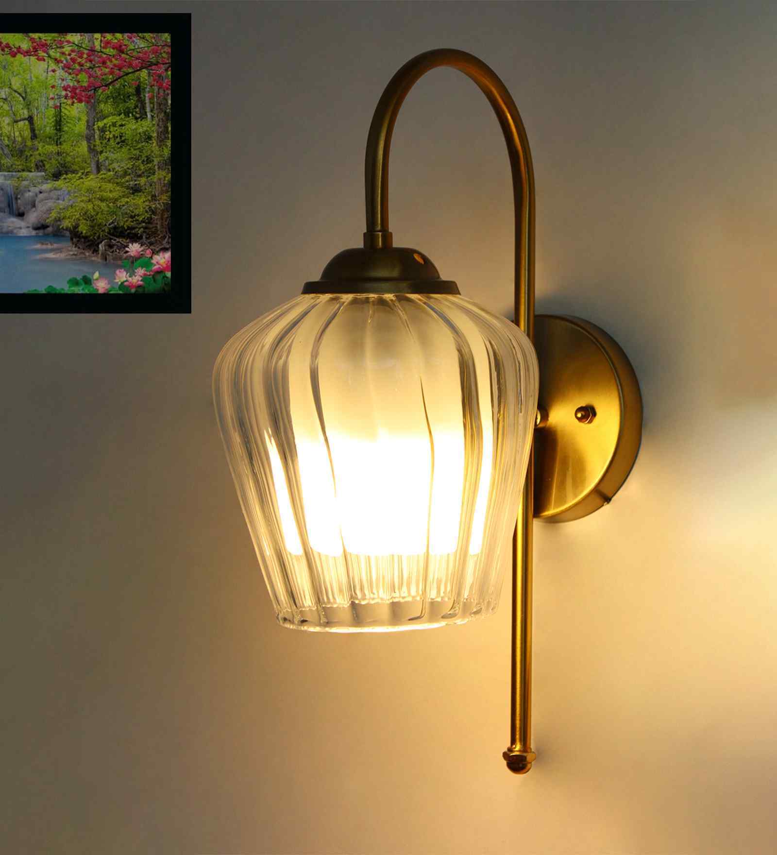Antique Bend Clear Tulip Shape Wall Light