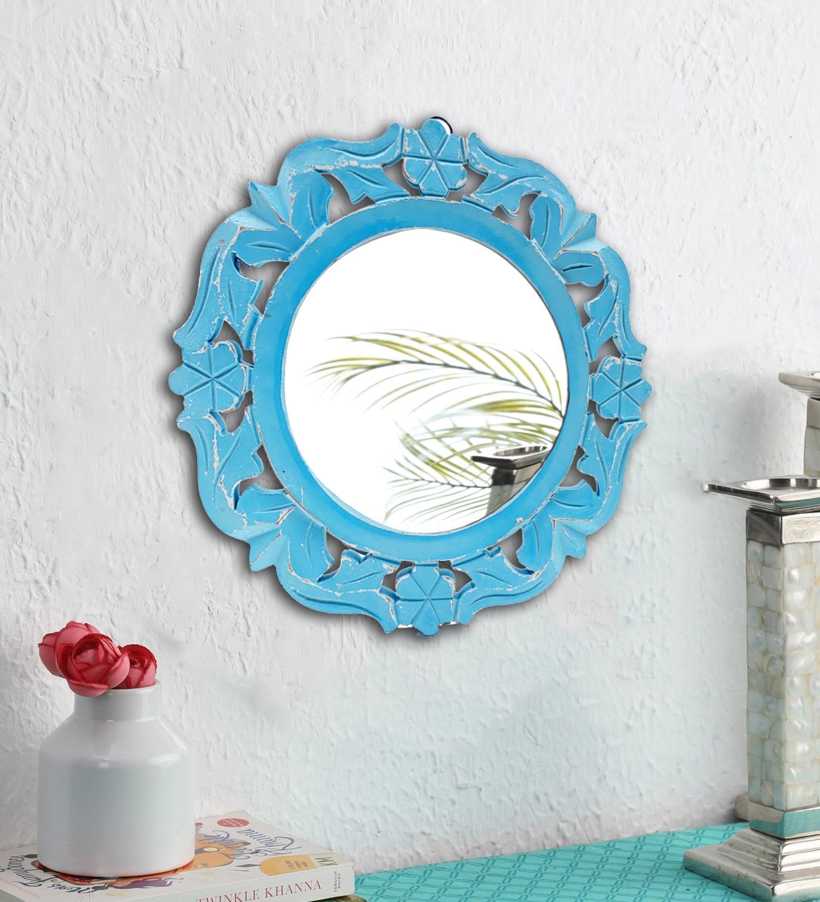 Antique Blue MDF Decorative Mirror