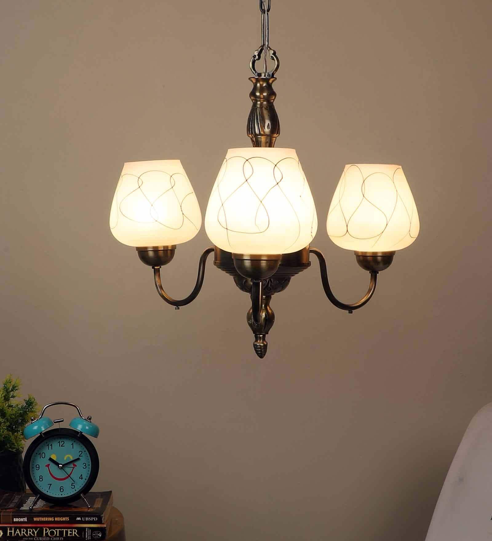 Antique Brass Aluminium Shaded Chandelier