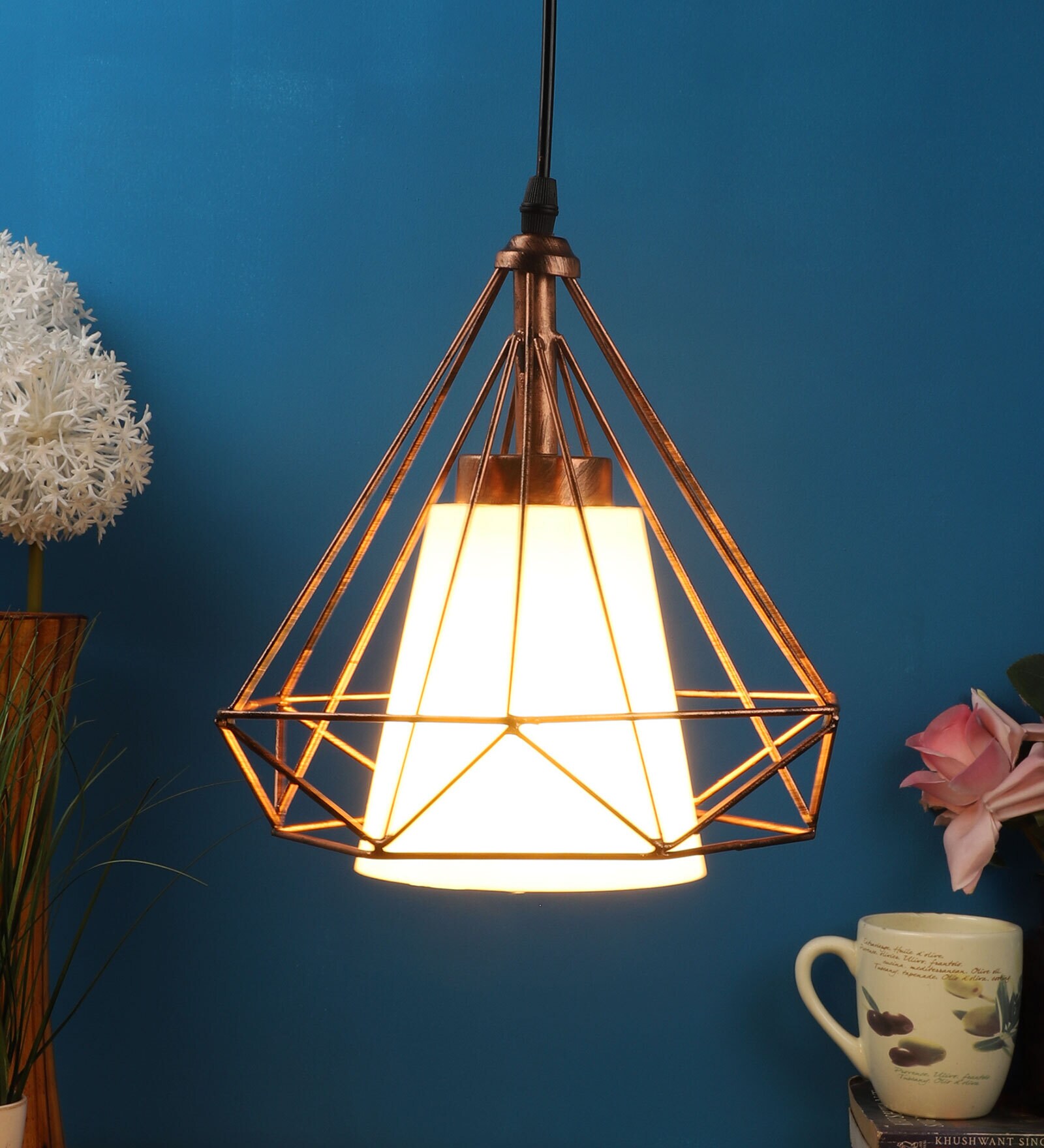 Idris Antique Brass Metal Hanging Light