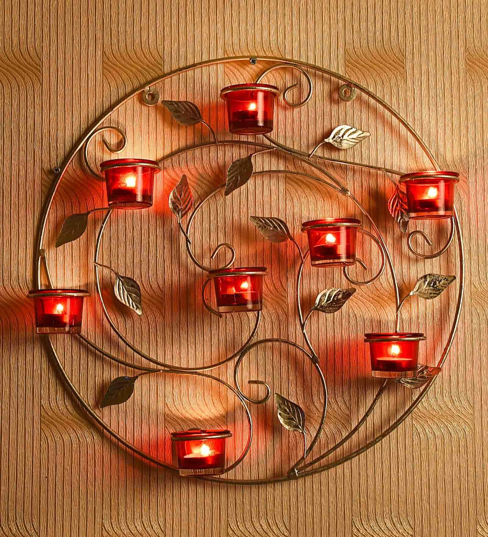 Golden Metal Anaya Wall Tea Light Holder