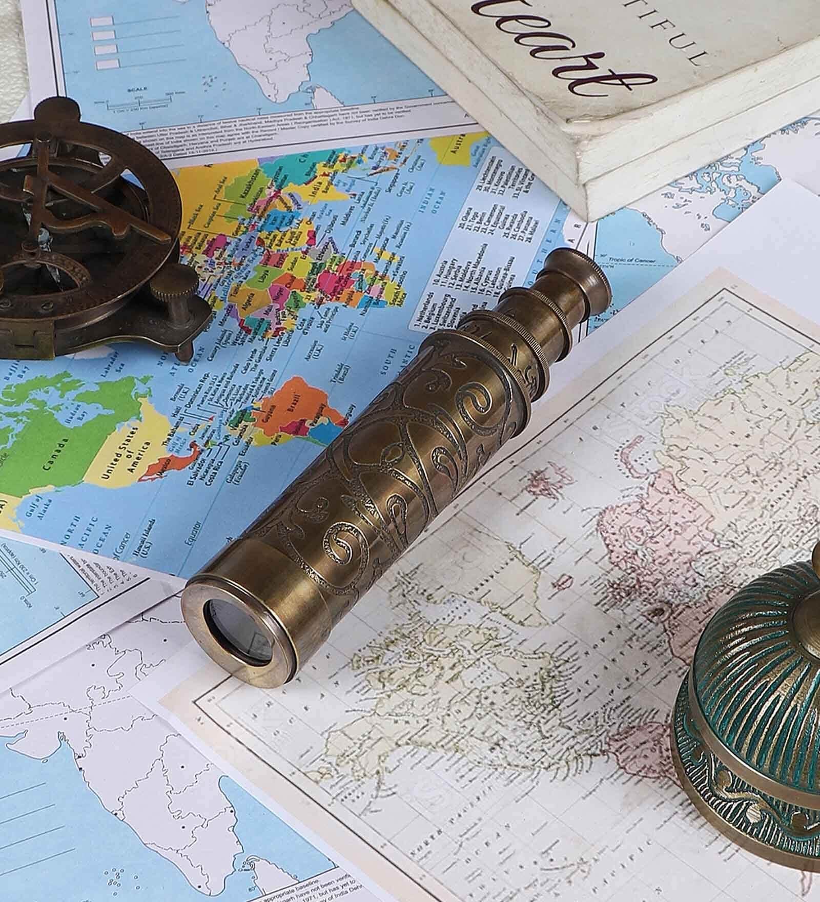 Antique Brown Brass Hand Held Telescope