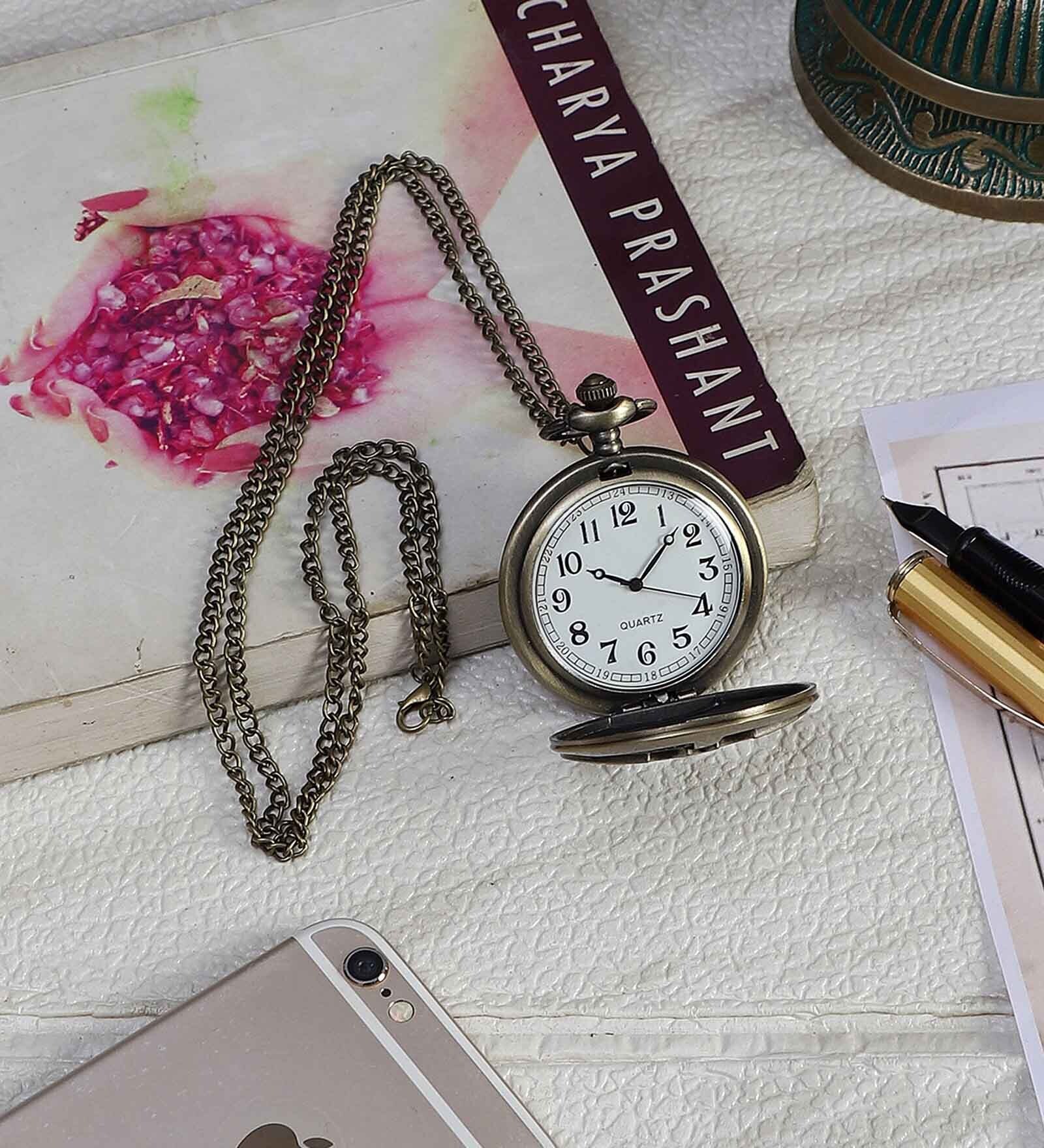 Antique Brown Brass Pocket Watch