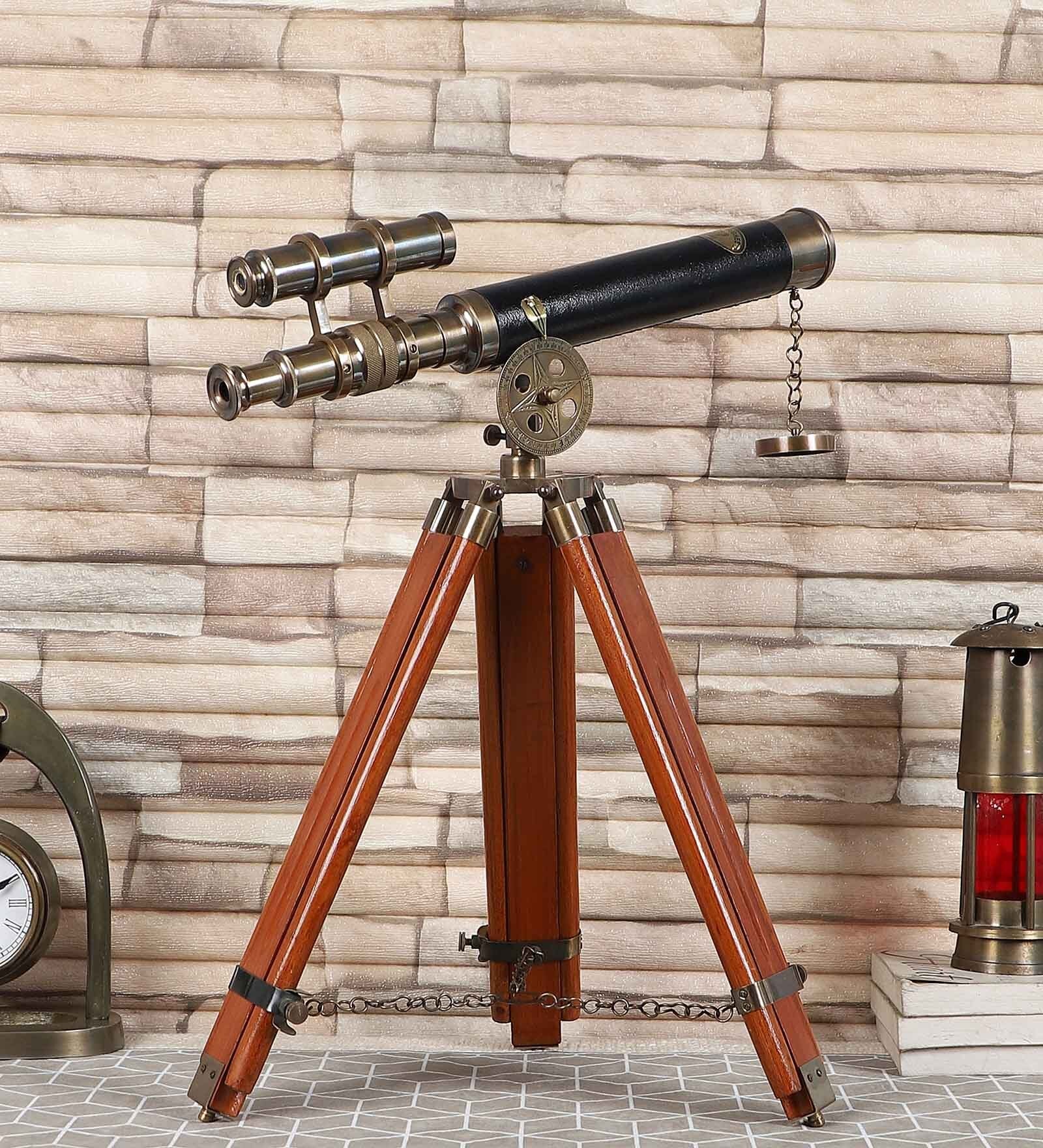 Buy Antique Brown Brass Table Top Telescope by Pristine Interiors at 20