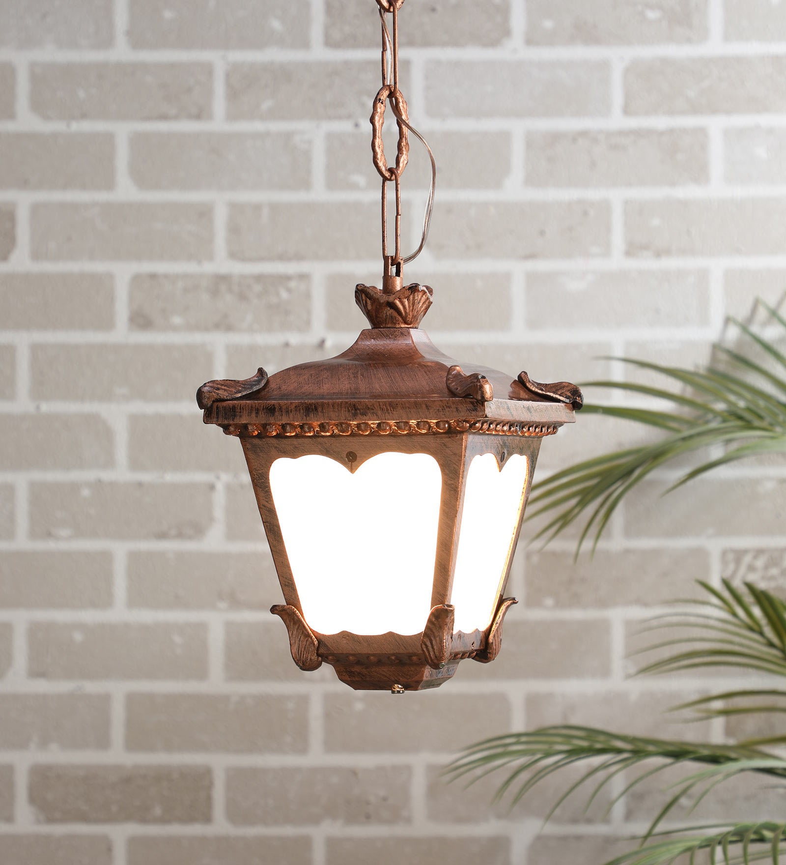 Antique Copper Acrylic Outdoor Hanging Light