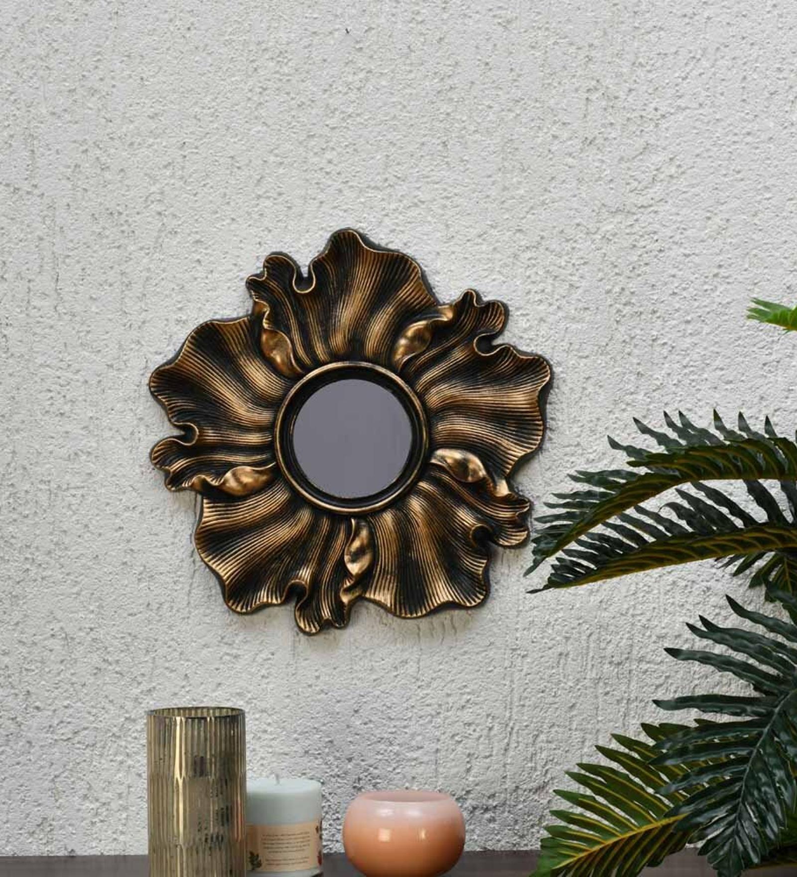 Antique Floral Gold Plastic Wall Mirror