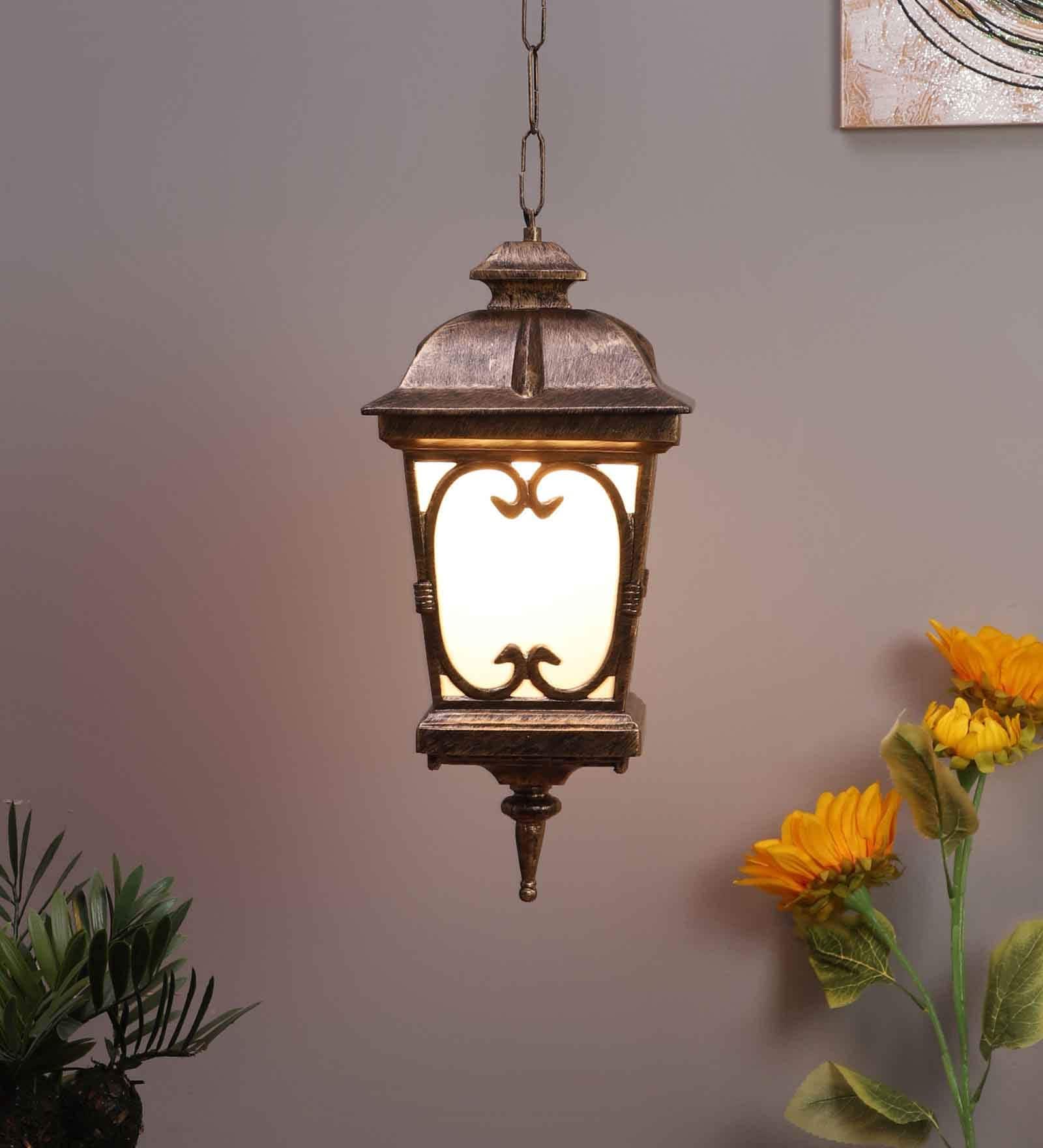 Antique Gold Aluminium Outdoor Hanging Light
