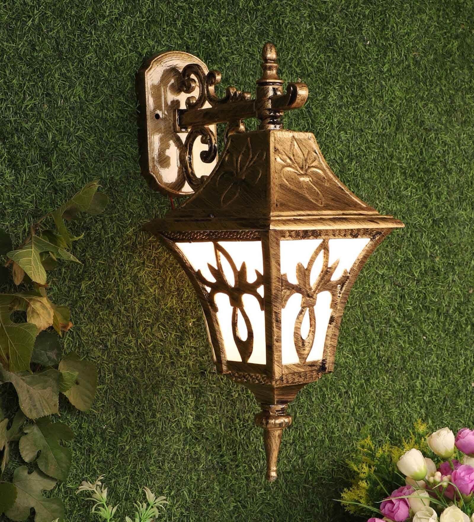 Mieko Antique Gold Aluminium Outdoor Wall Light