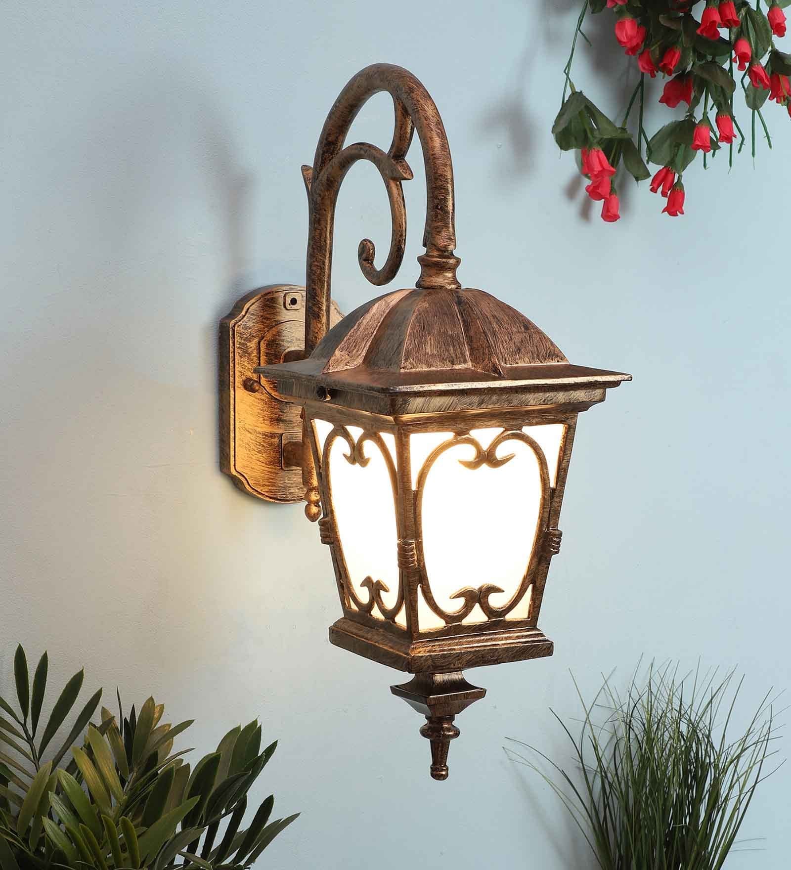 Buy Antique Gold Aluminium Outdoor Wall Light by Superscape Outdoor