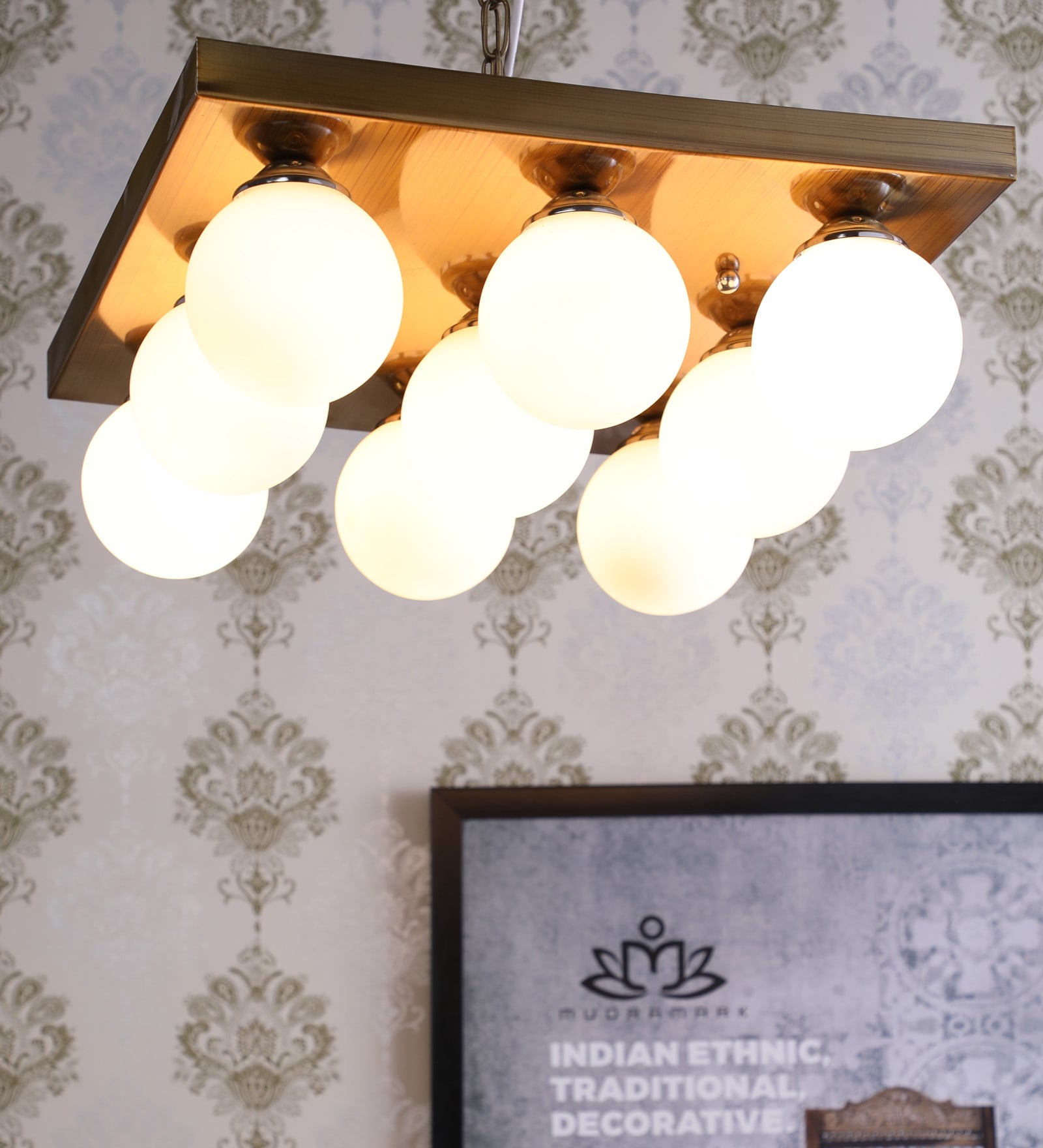 Planck Gold Aluminium & Mild Steel Globe Chandelier