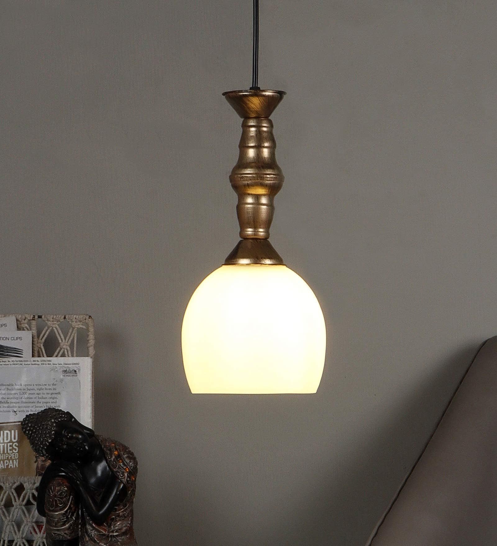 Spatial Antique Gold Iron Hanging Light