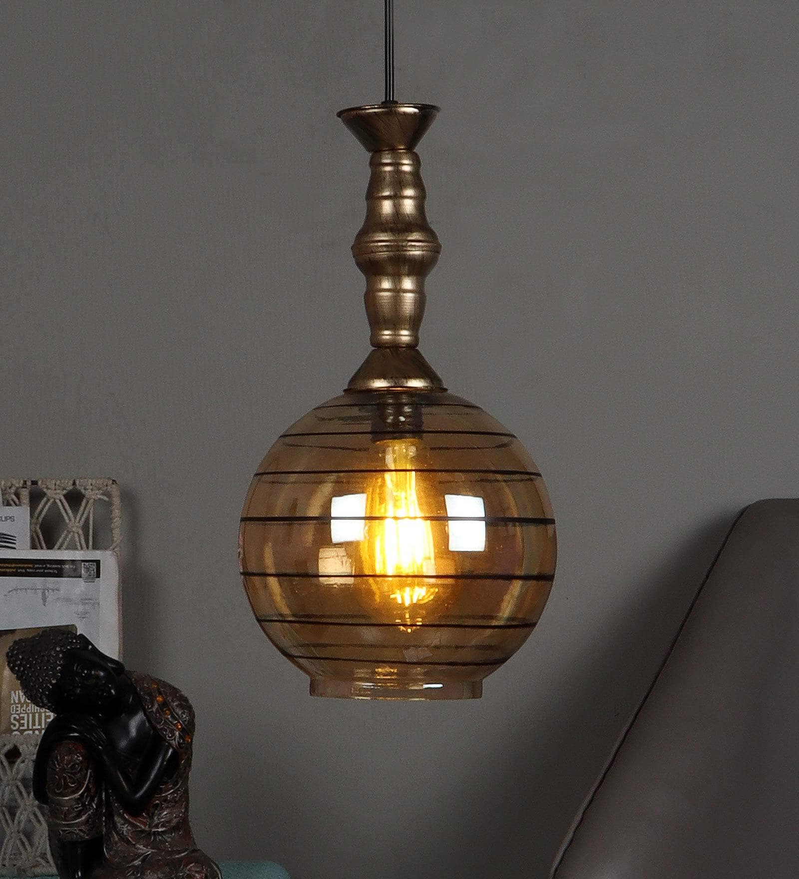 Gaze Antique Gold Iron Hanging Light