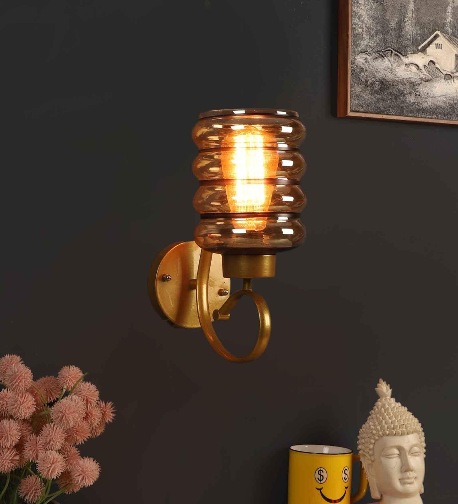 Bolanzo Antique Gold Iron and Glass Wall Sconces