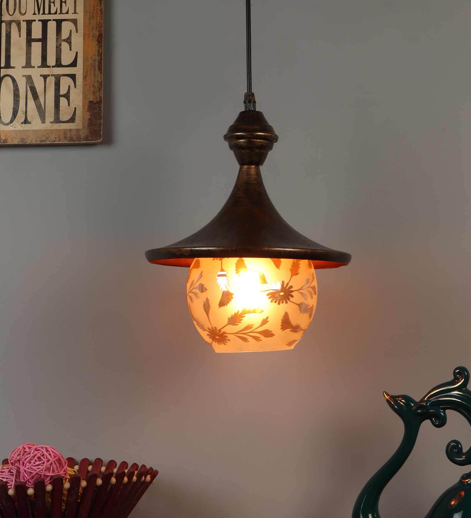 Hues Antique Gold Metal Hanging Light