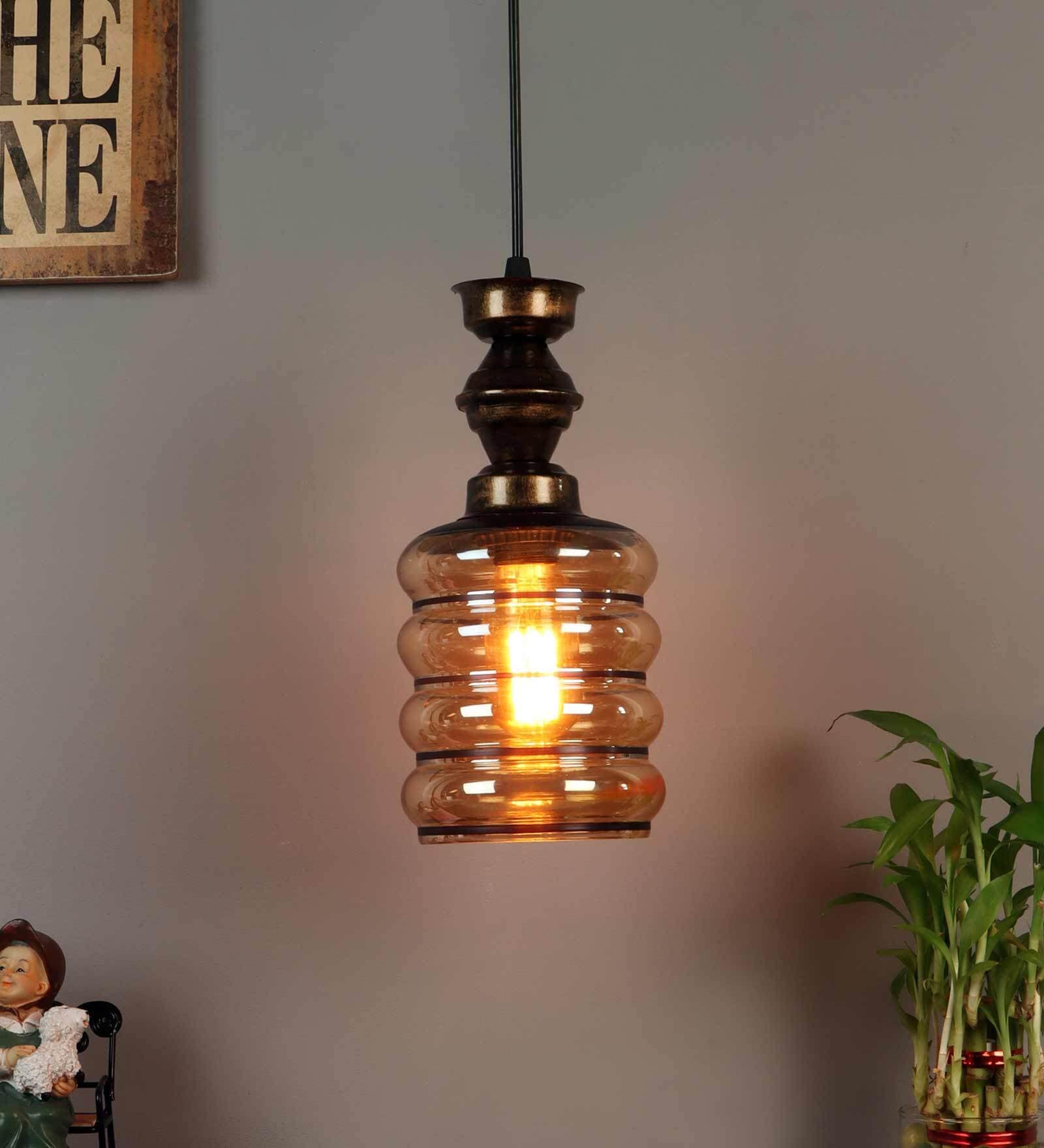 Liama Antique Gold Metal Hanging Light