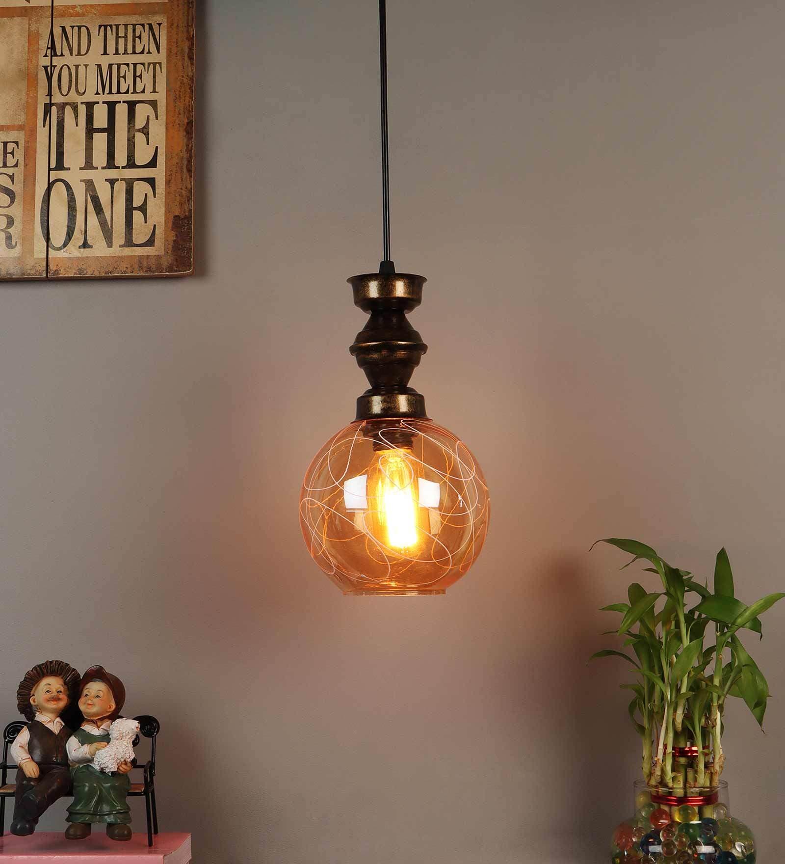 Sybil Antique Gold Metal Hanging Light