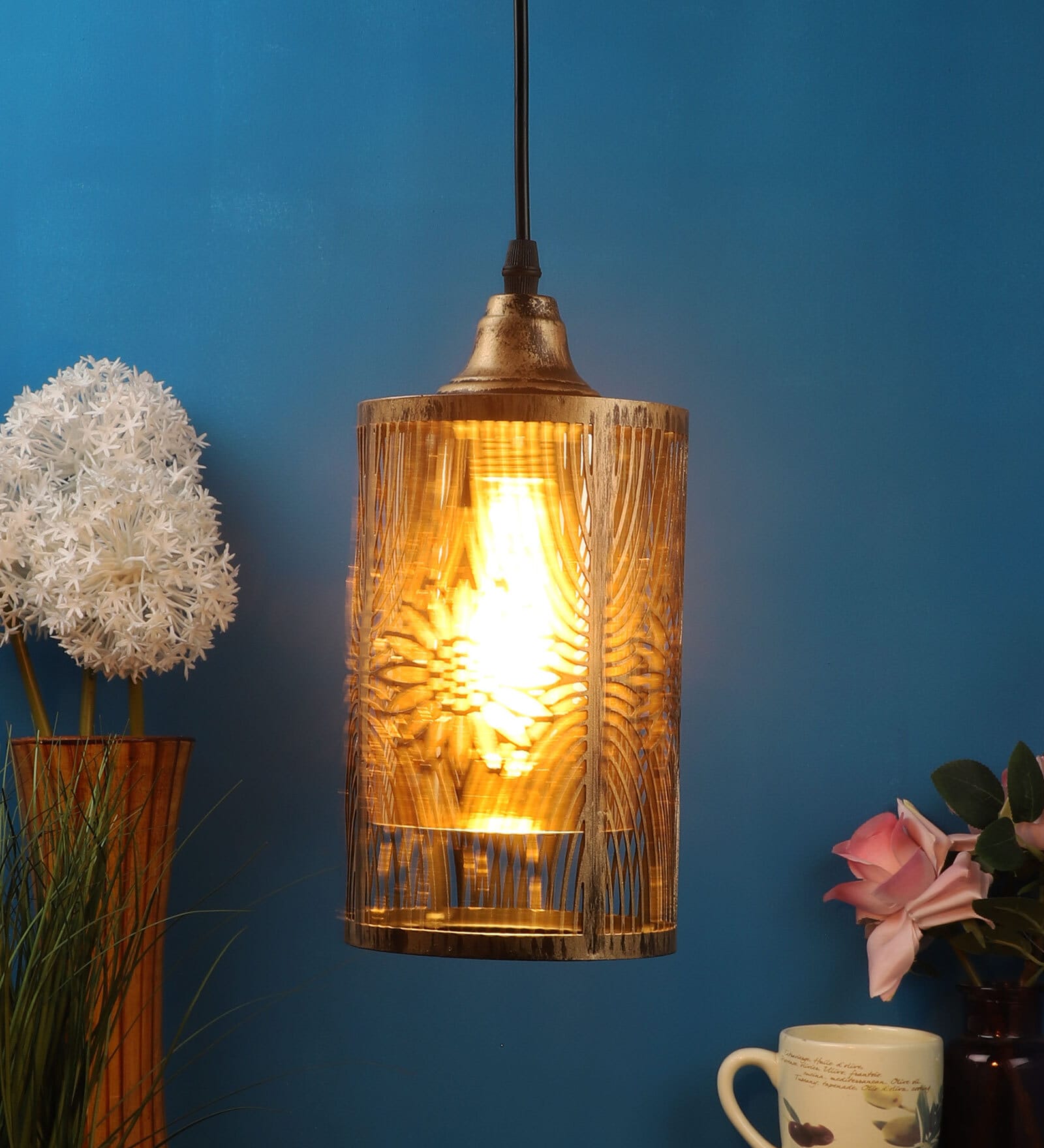 Kris Antique Gold Metal Hanging Light