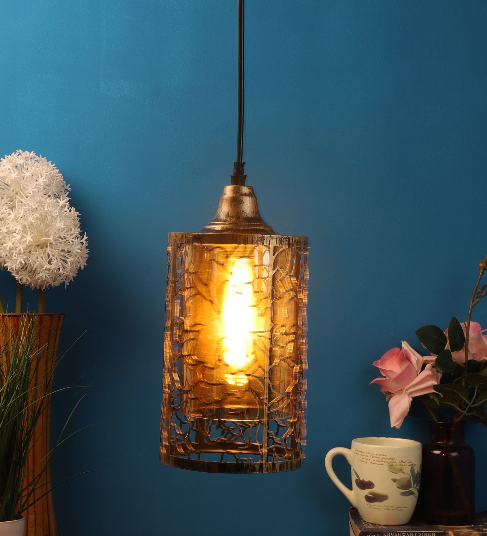 Zilpah Antique Gold Metal Hanging Light