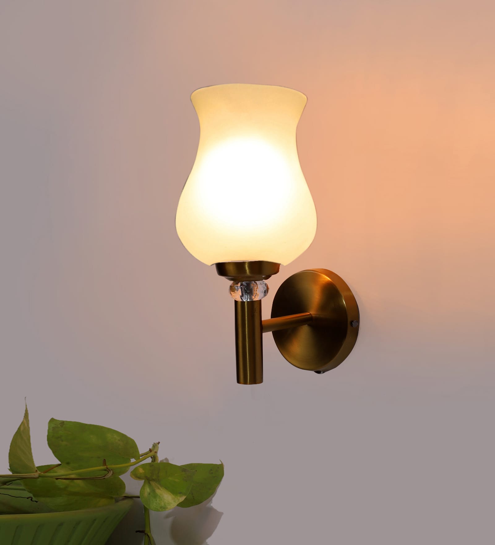 Antique Gold Wall Lamp with Mosaic Glass