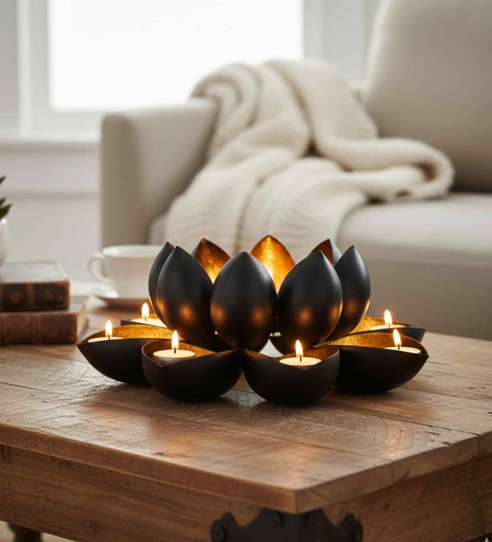 Antique Iron  T- Light Holder (Gold )