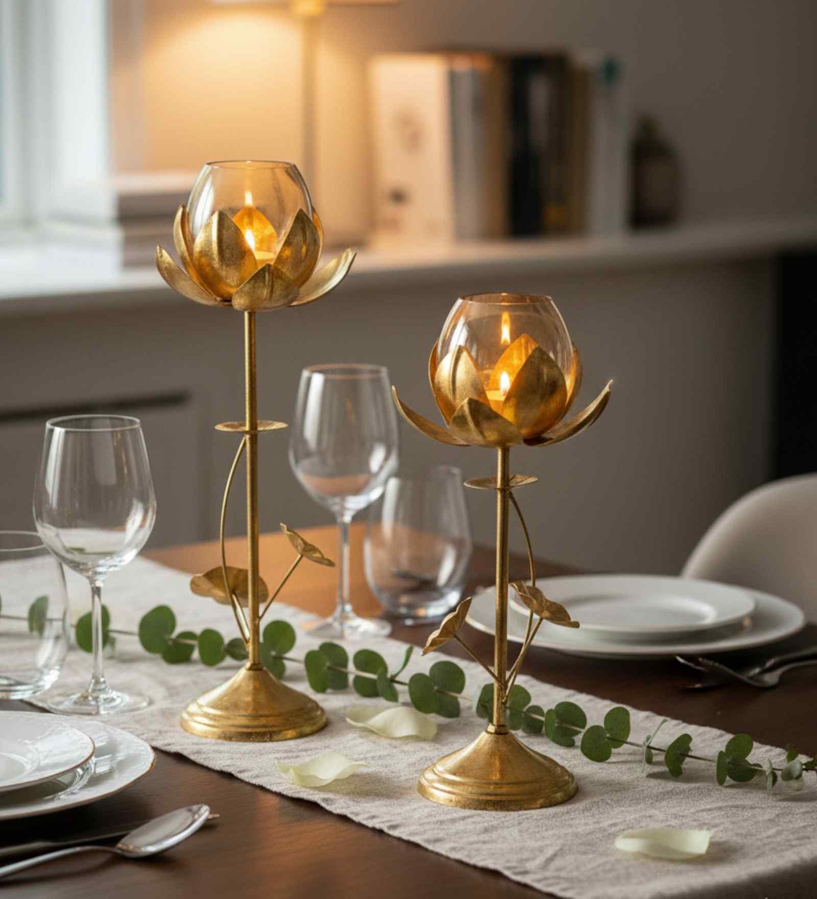 Antique Iron  T- Light Holder (Gold)