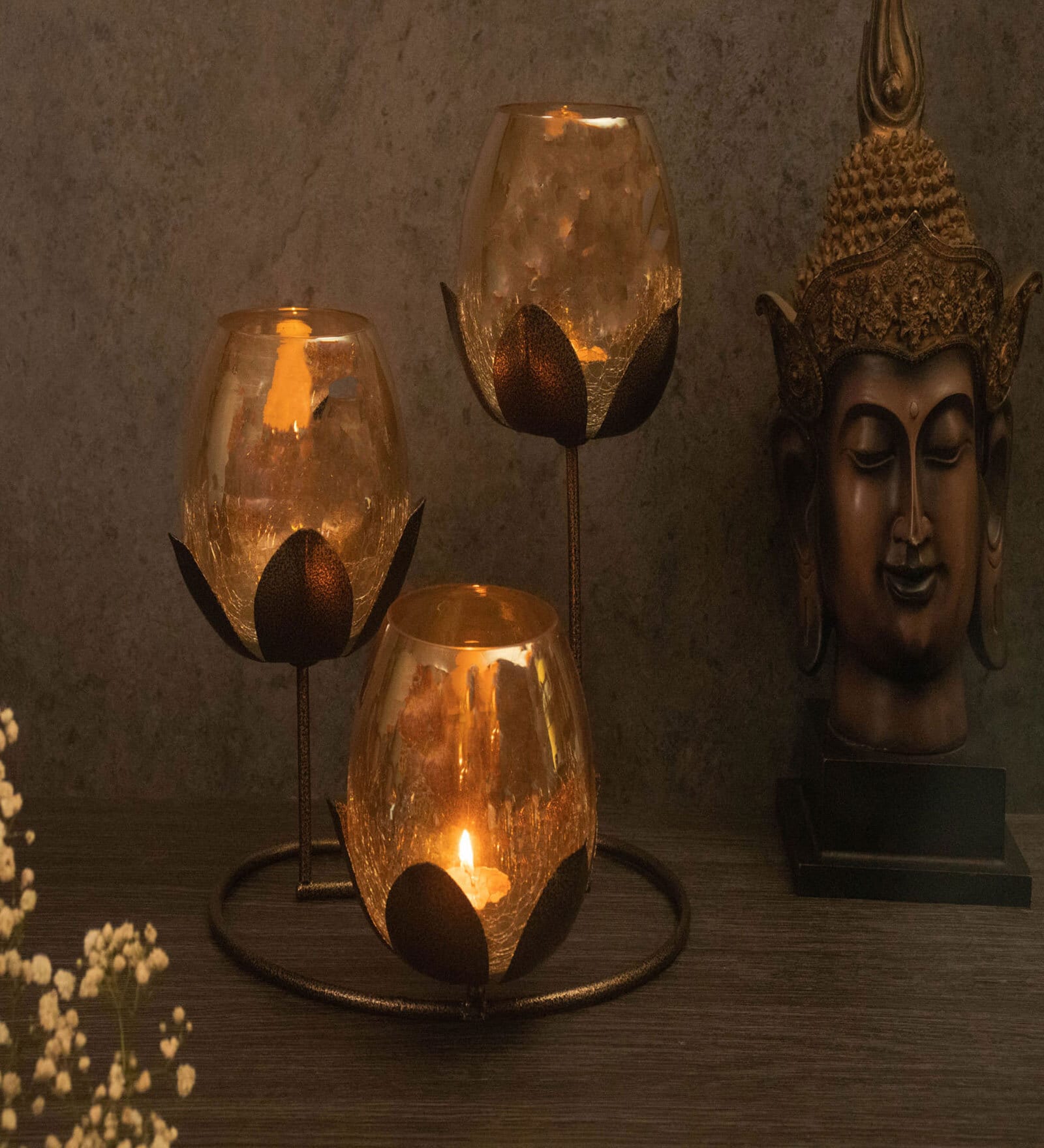 Antique Iron T- Light Holder (Antique Copper)