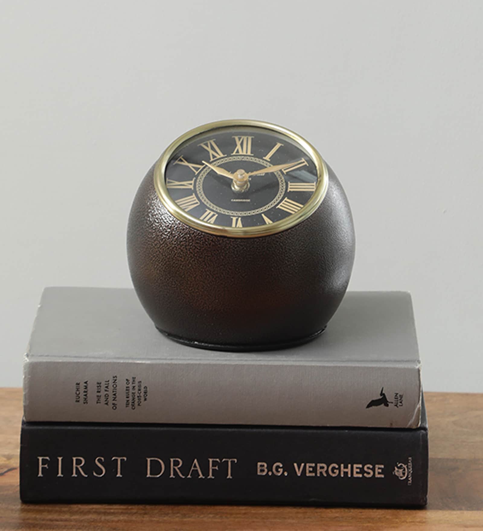 Antique Grey Metal Table Clock