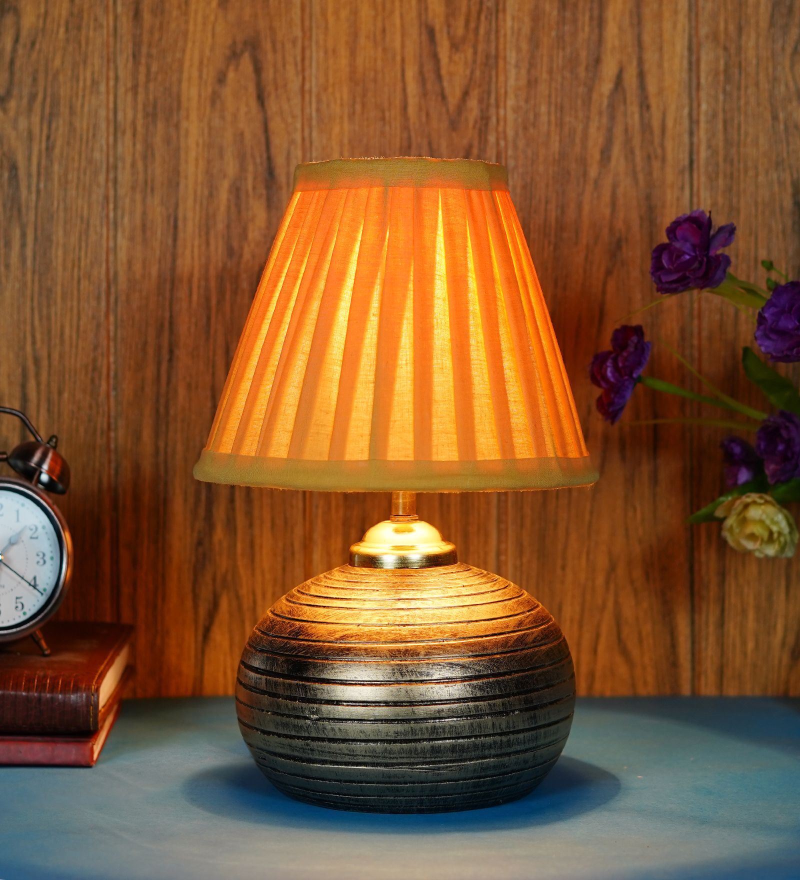 Antique Terracotta & Cotton Yellow Colour Table Lamp Antique Terracotta & Cotton Yellow Colour Table Lamp