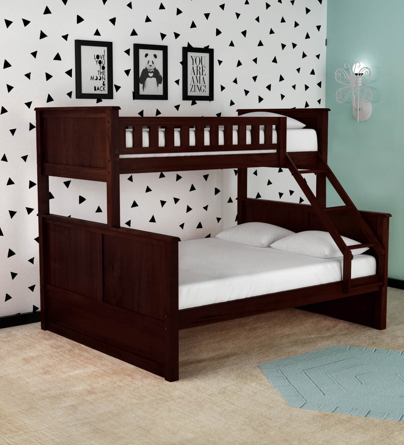 Antonia Bunk Bed (Single & Queen) in Wenge Finish