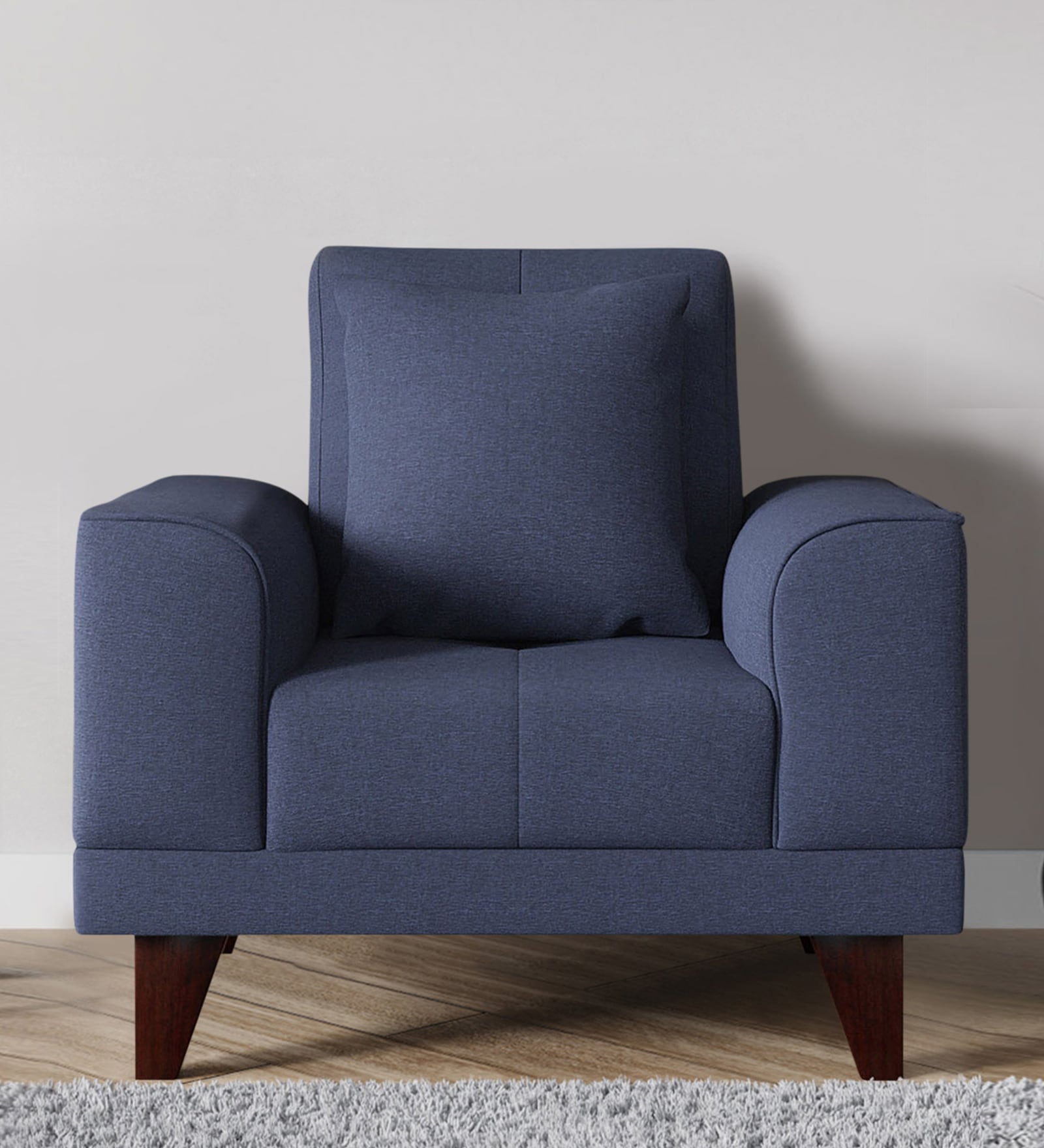Antonio Fabric 1 Seater Sofa In Navy Blue Colour