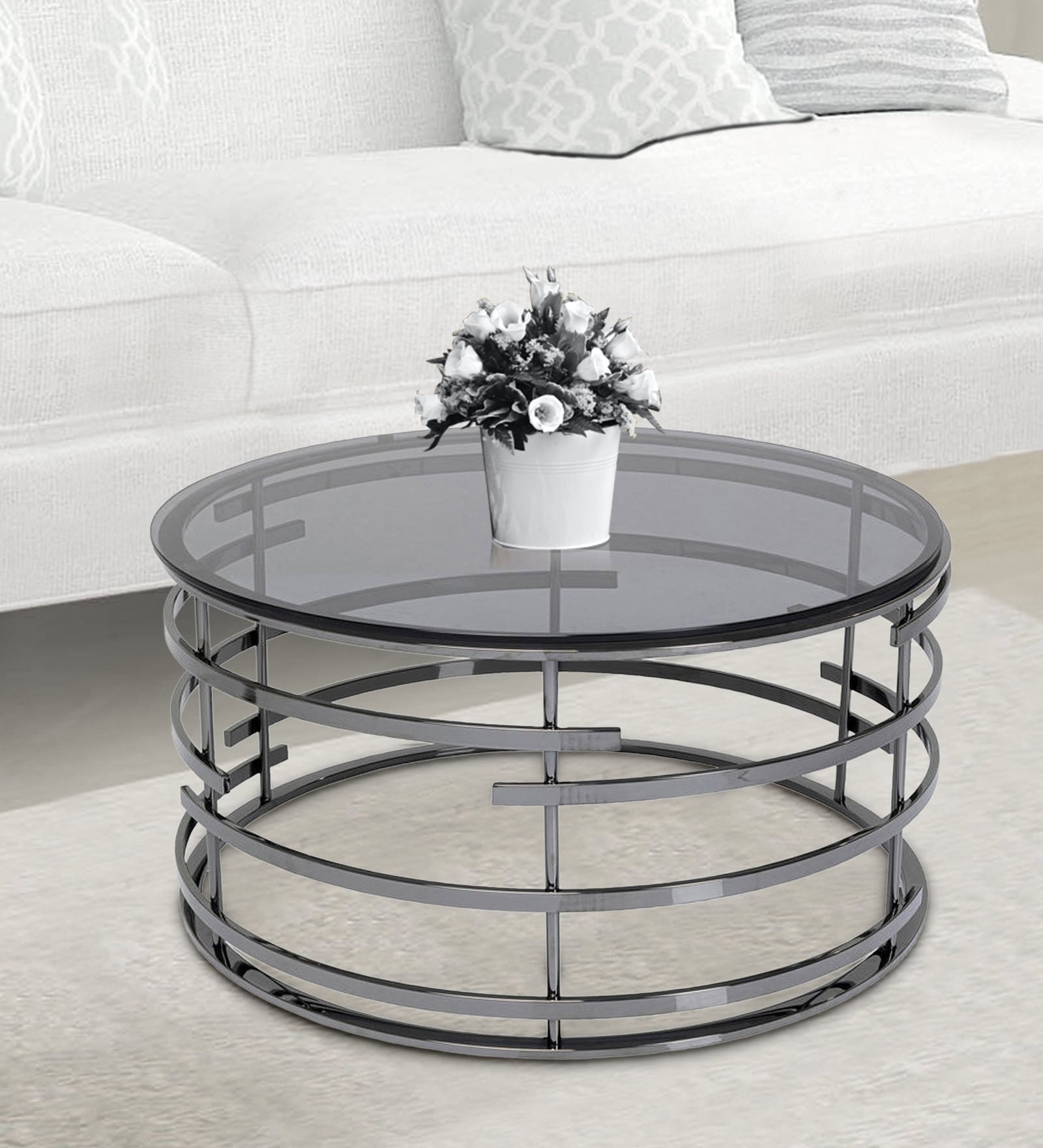 Antony Round Round Coffee Table in Matte Black Finish