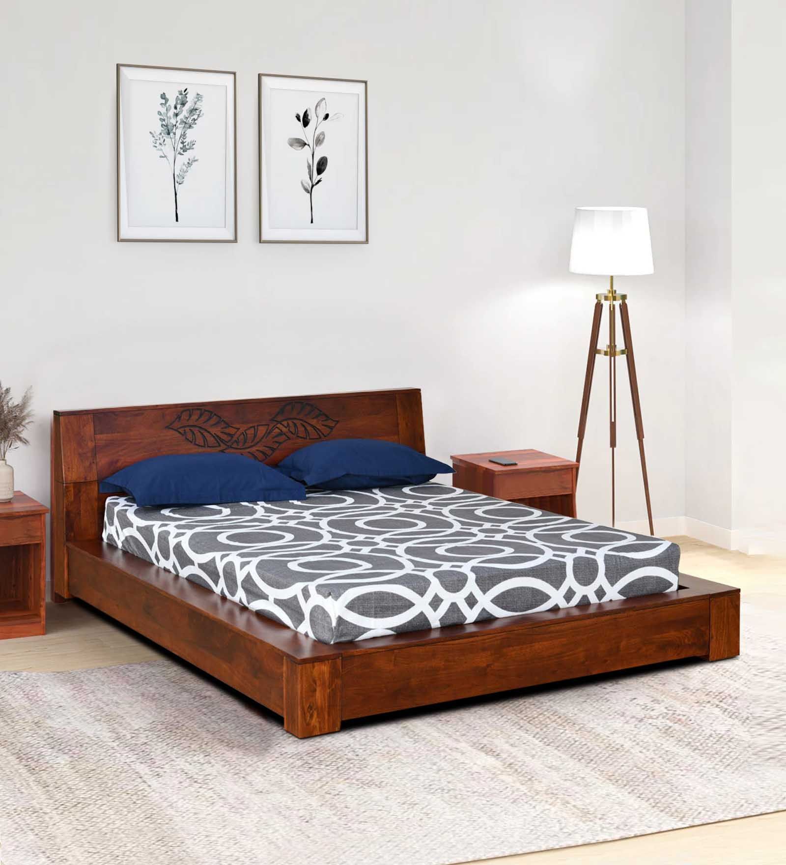 Antwerp Solid Wood Platform Queen Size Platform Bed In Espresso Colour